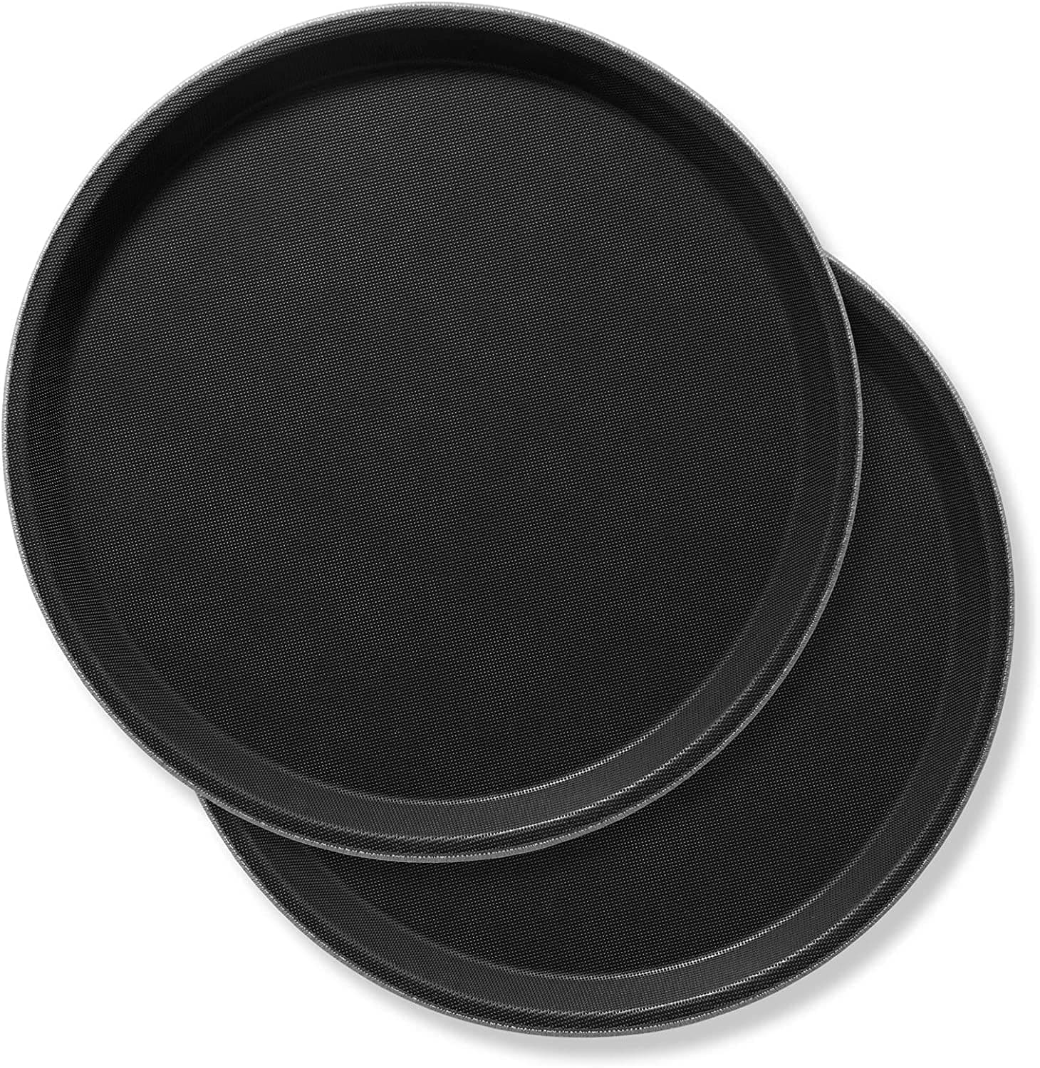 – 2-Pack 11" Restaurant Serving Tray, Food Serving Tray, Non-Slip Tray, Non-Slip Rubber Surface, Bar, Cafeteria, Coffee Beverage Food Tray - Black