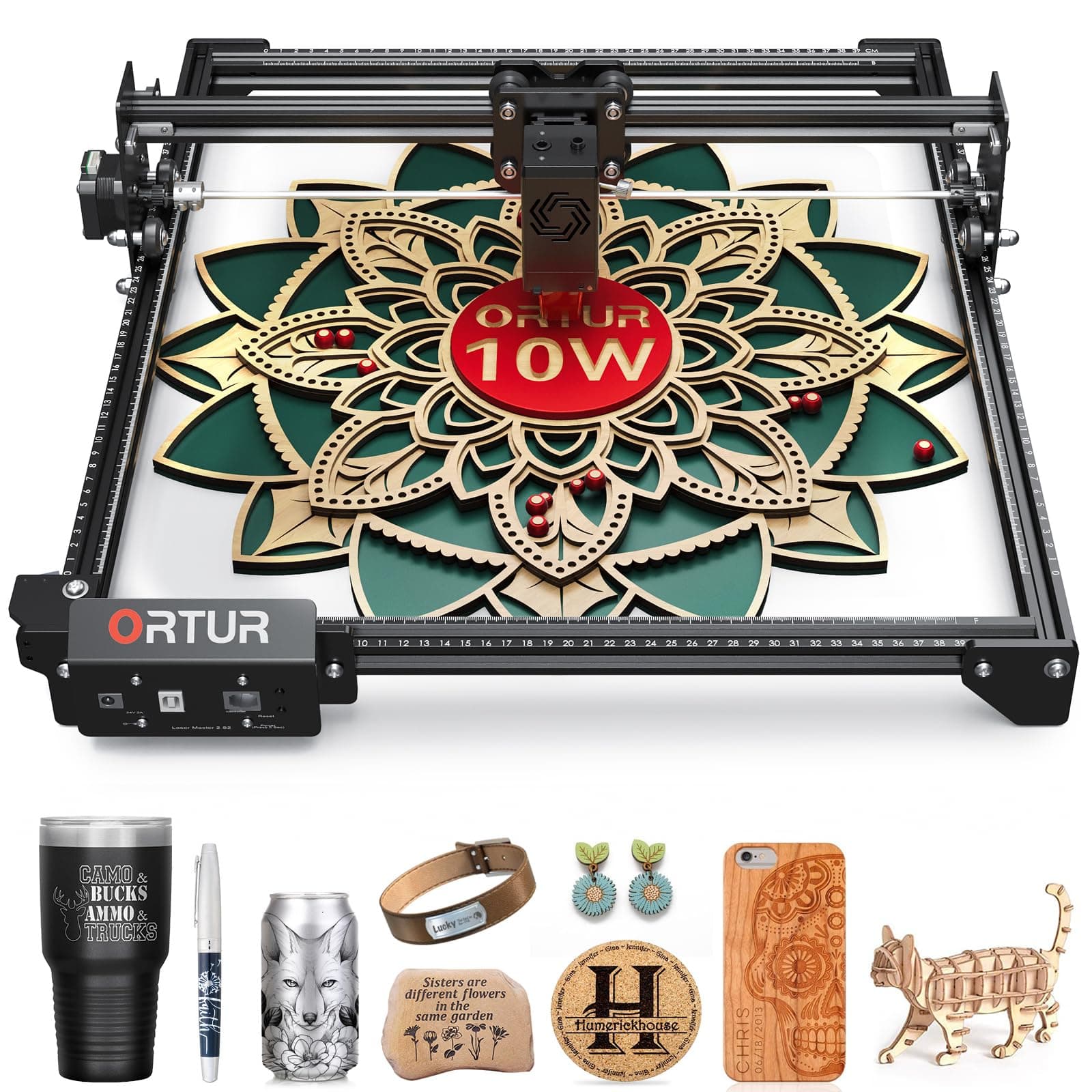 Ortur 10W Output Laser Engraver, Laser Master 2 S2 LU2-10A 72W Efficient Laser Engraving Machine Fit, High Precision Laser Cutter, 0.05 x 0.1mm Compressed Spot Laser Engraver for Wood and Metal