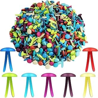 Hotop 500 Pieces Paper Brass Fasteners Brass Brads Round Fasteners for Kids Craft Art Crafting School Project Decorative Scrapbooking DIY Supplies(Multicolored,0.3 x 0.6 Inch)