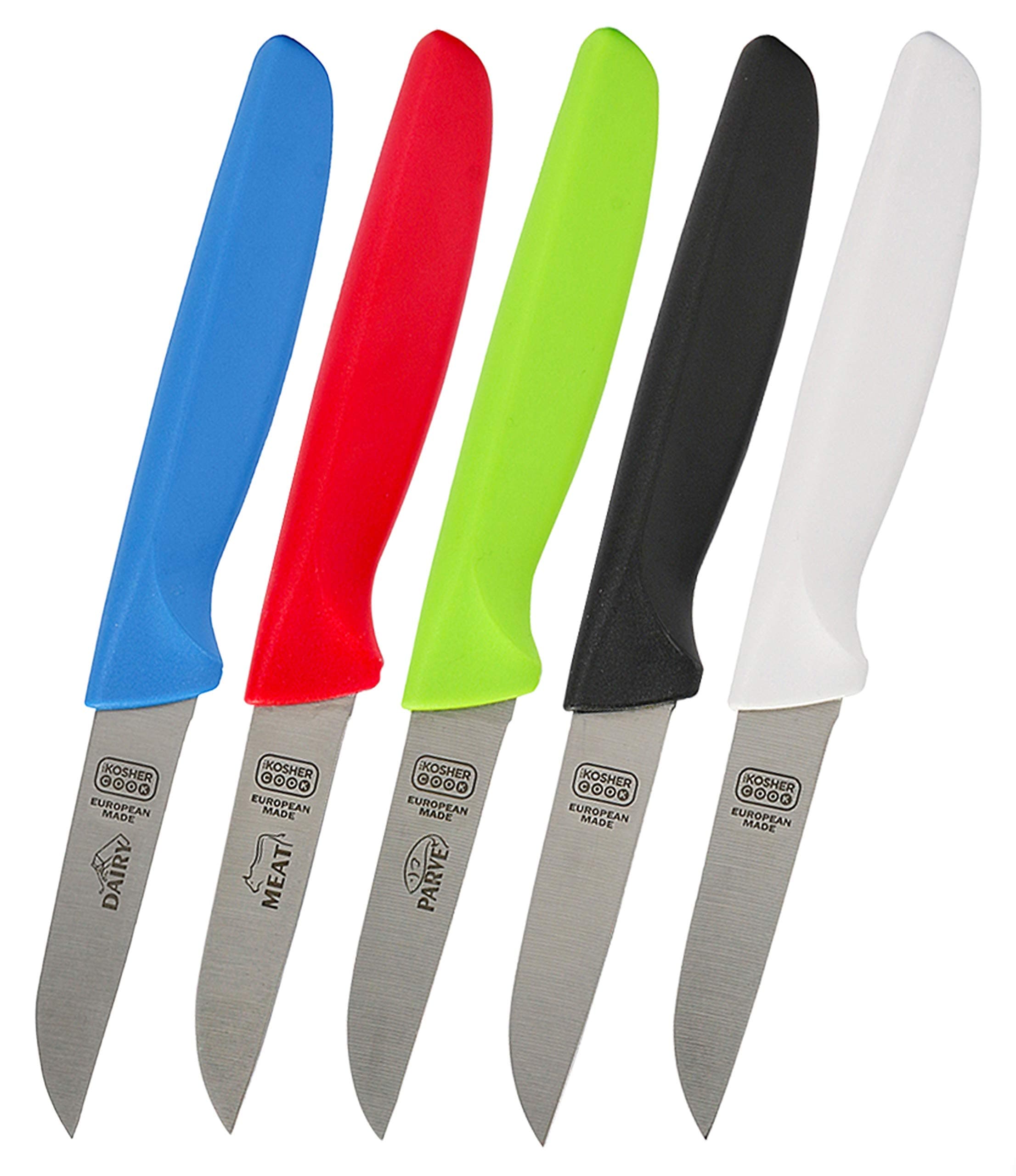 Paring Knife 5-Piece Set - 3 inches - Sharp Kitchen Knife - Ergonomic Handle, Pointed Tip - Color Coded Kitchen Tools