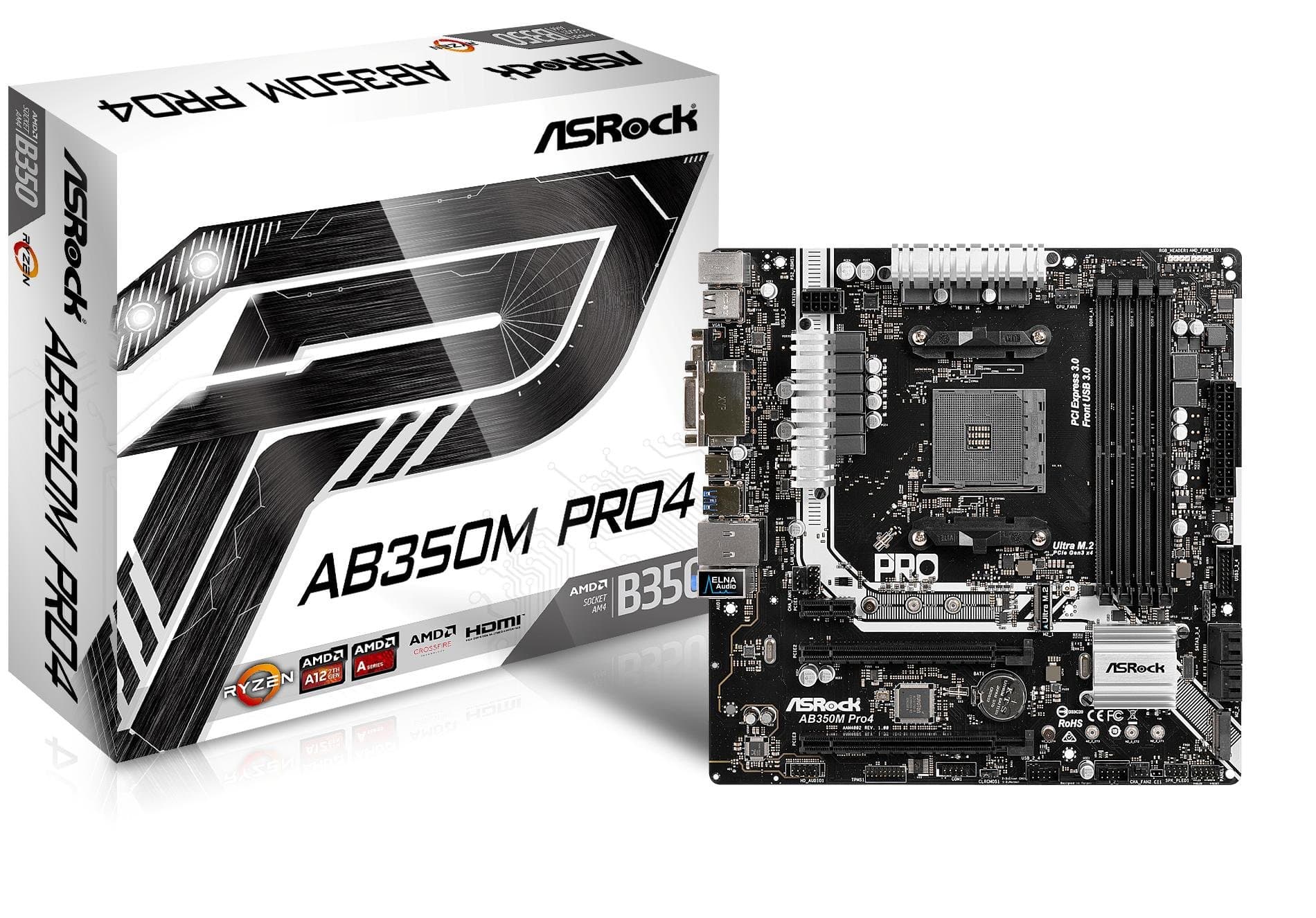 ASRock AB350M PRO4 motherboard black