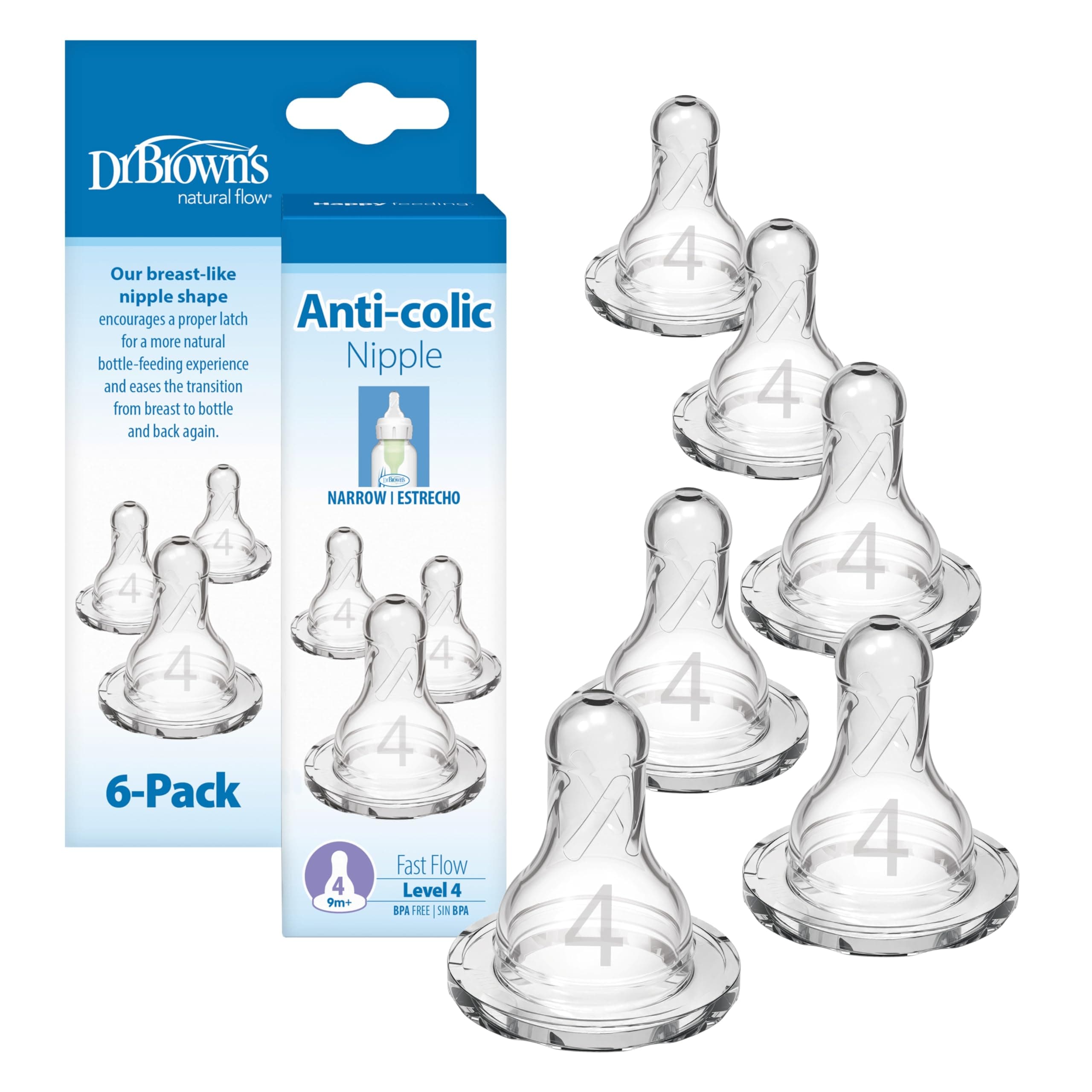 Dr. Brown's 6 Piece Standard Replacement Nipple, Level 4 by Dr. Brown's