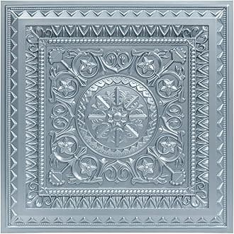 Art3d Drop Ceiling Tiles, Glue up Ceiling Tiles, 2'x2' Plastic Sheet in Gray (48-Pack, 192 Sq.ft)