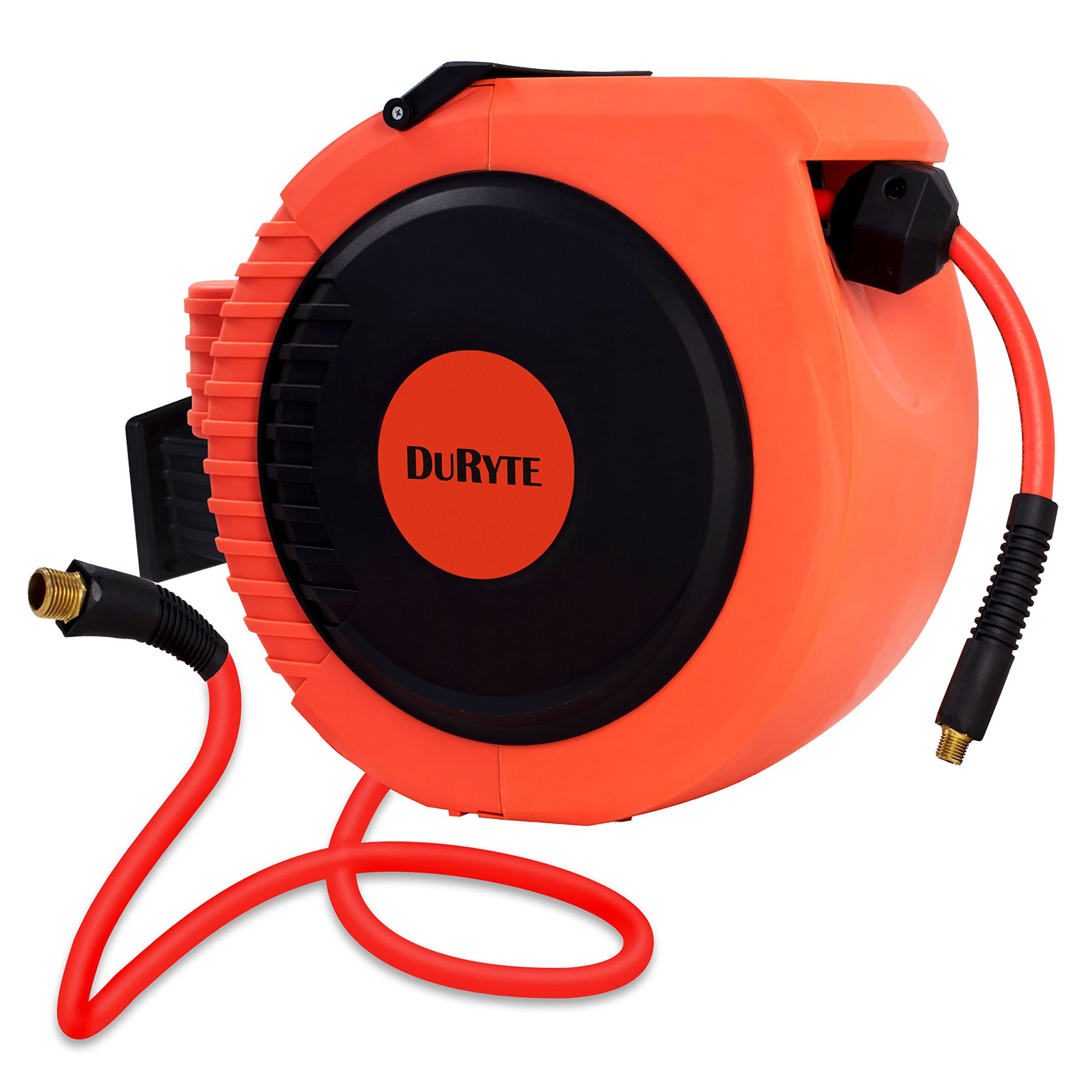 Pro Retractable Air Hose Reel with Excellent Optional-Position Lock Mechanism and 3/8-Inch by 50-Feet Hybrid Hose