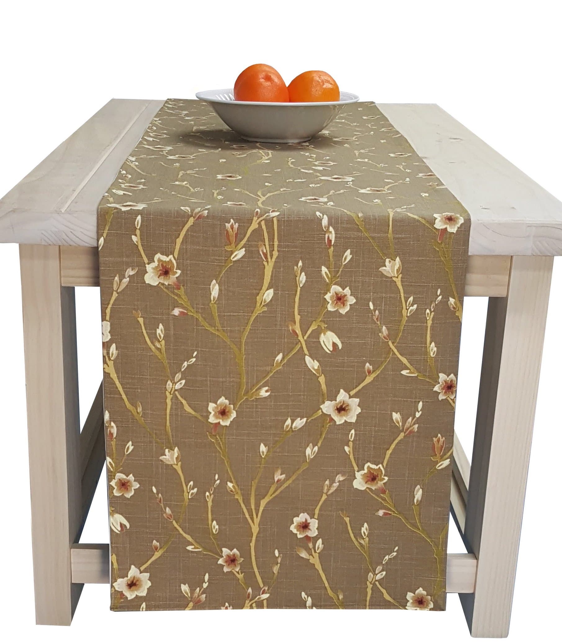Fall Thanksgiving Table Runner Khaki Brown, Table Runner Brown Floral Table Runner Table Linens 108 Inches Long 108" long, 15 Inches Wide (108 Inch)