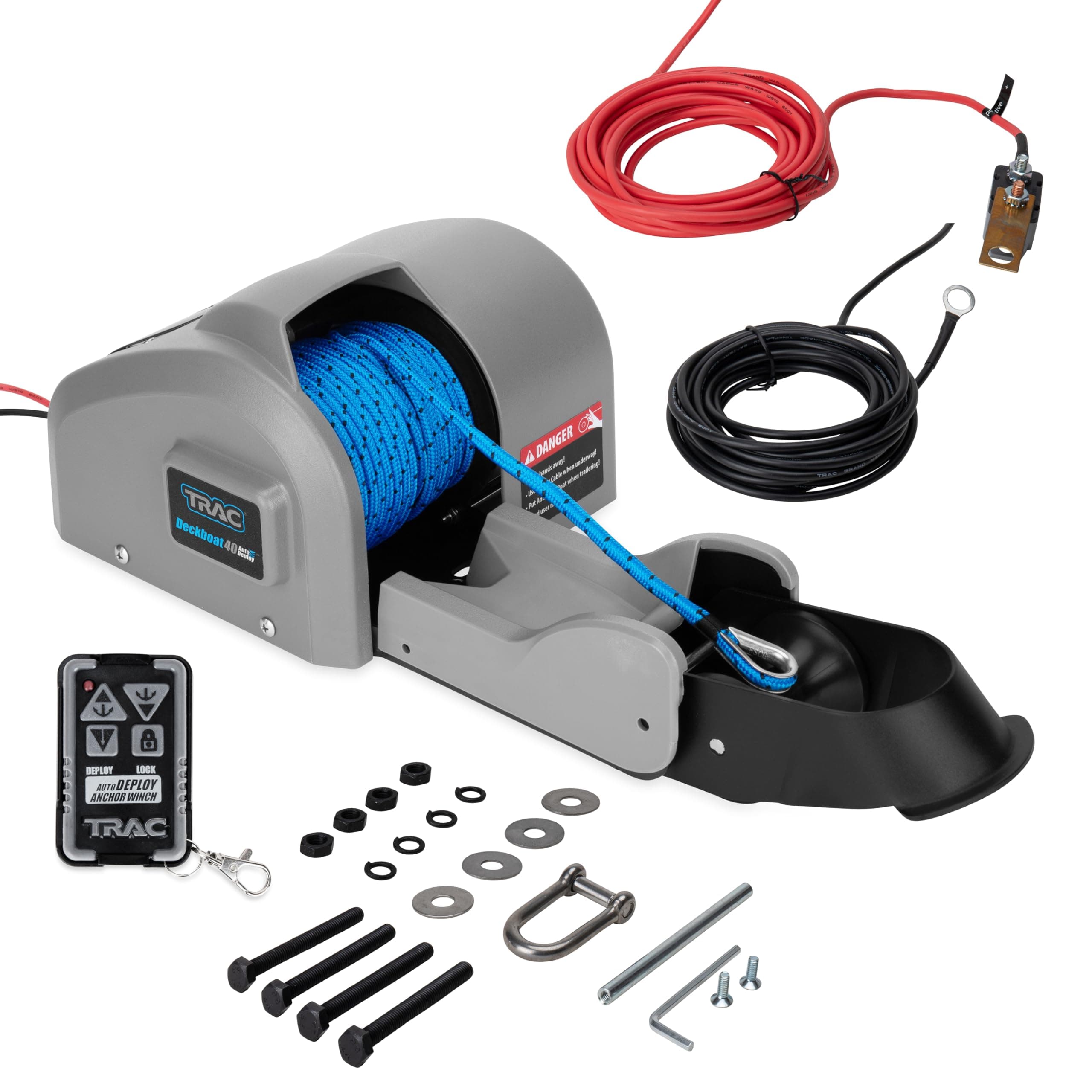 Outdoors Deckboat 40 AutoDeploy-G3 Electric Anchor Winch - Anchors Up to 40 lb. - Includes 100-feet of Pre-Wound Anchor Rope with Use (69005), Gray