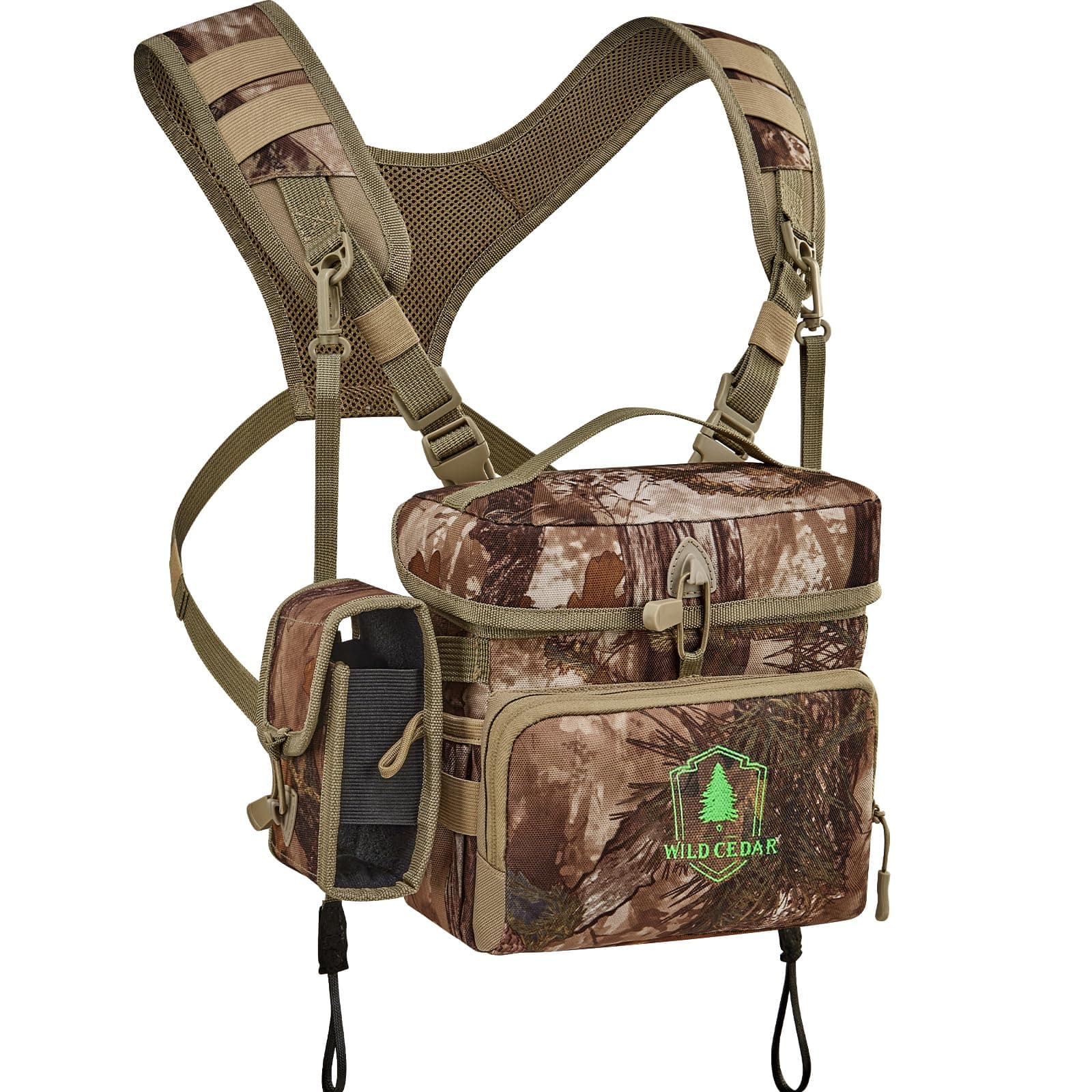 Binocular Harness Chest Pack with Rangefinder Pouch, Bino Harness with Rain Cover for Hunting
