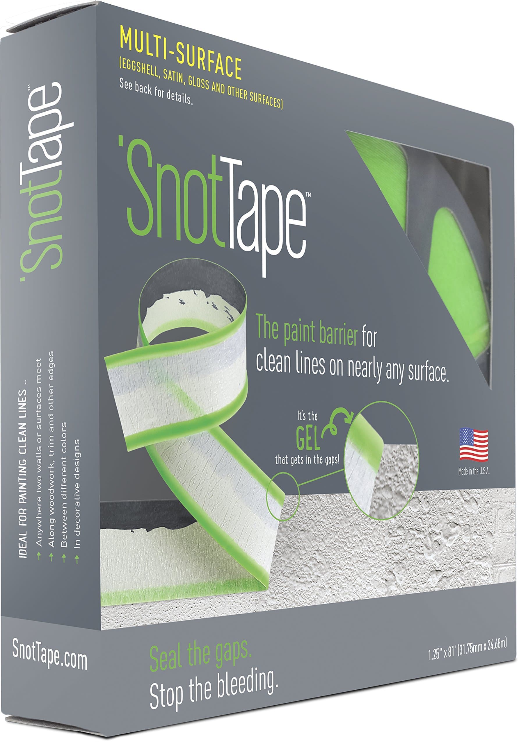 SnotTape ST-202 Multi-Surface Painters Tape Barrier; Use on Eggshell and Glossy Painted Surfaces Plus Masonry, Fabric and Sealed Concrete; More Sticky Than Our ST-101 Product