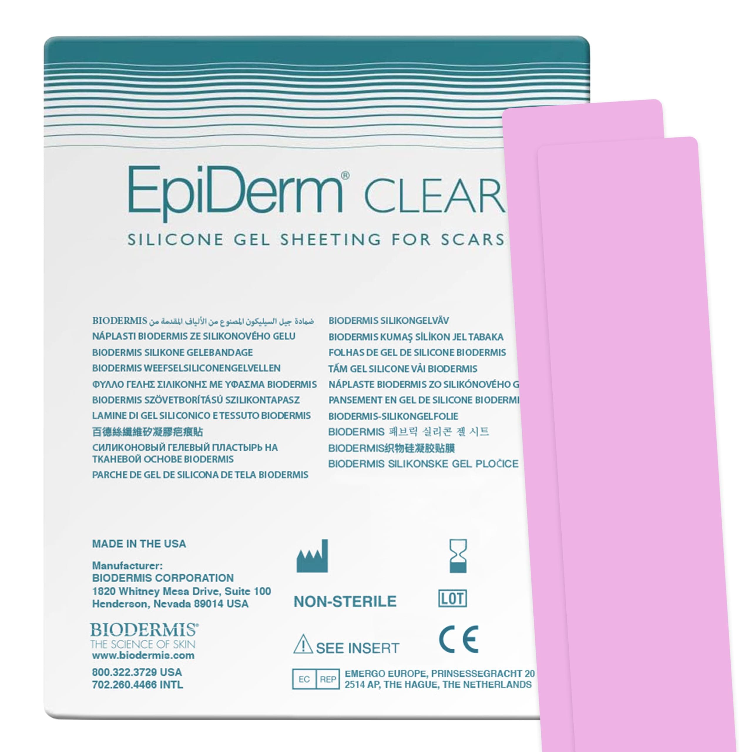 Epiderm Long Strips Clear Silicone Scar Sheets – Soft, Flexible & Reusable Scar Sheets - Treatment for Tummy Tuck, C-Section & Surgery Scars - Conforms to Body Contours - 1.4" x 11.5", 1 Pair