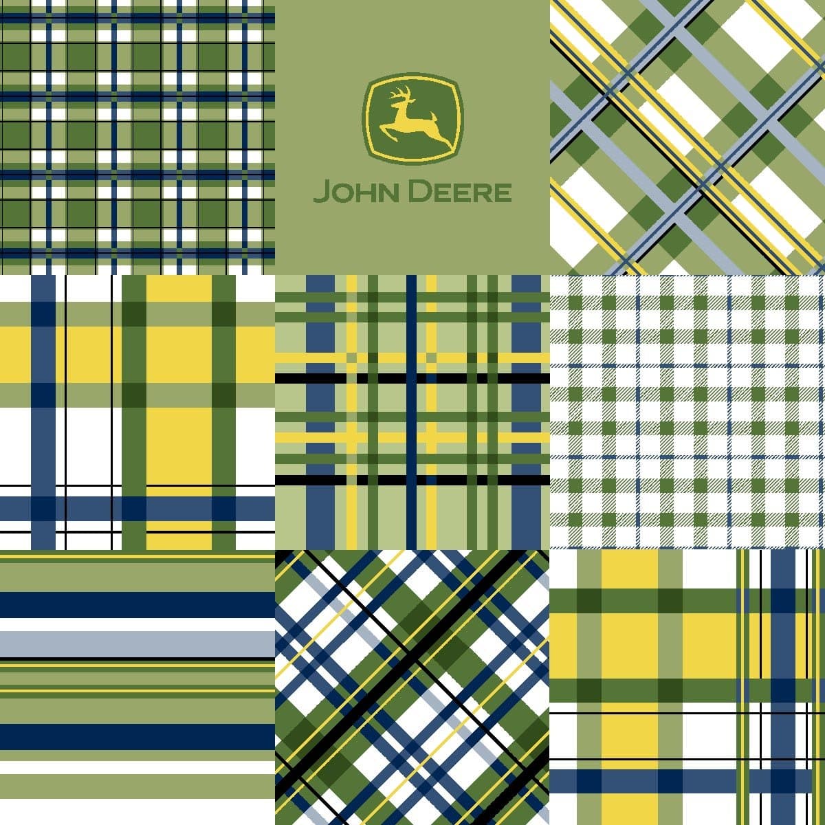 Springs Creative Products Group John Deere Plaid Patch Fabric by The Yard, 43/44-Inch Wide, Blue