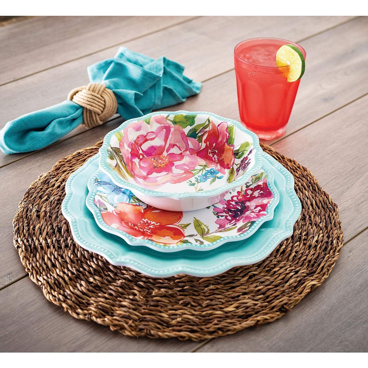Member's Mark 18-Piece Melamine Dinnerware Set - Floral