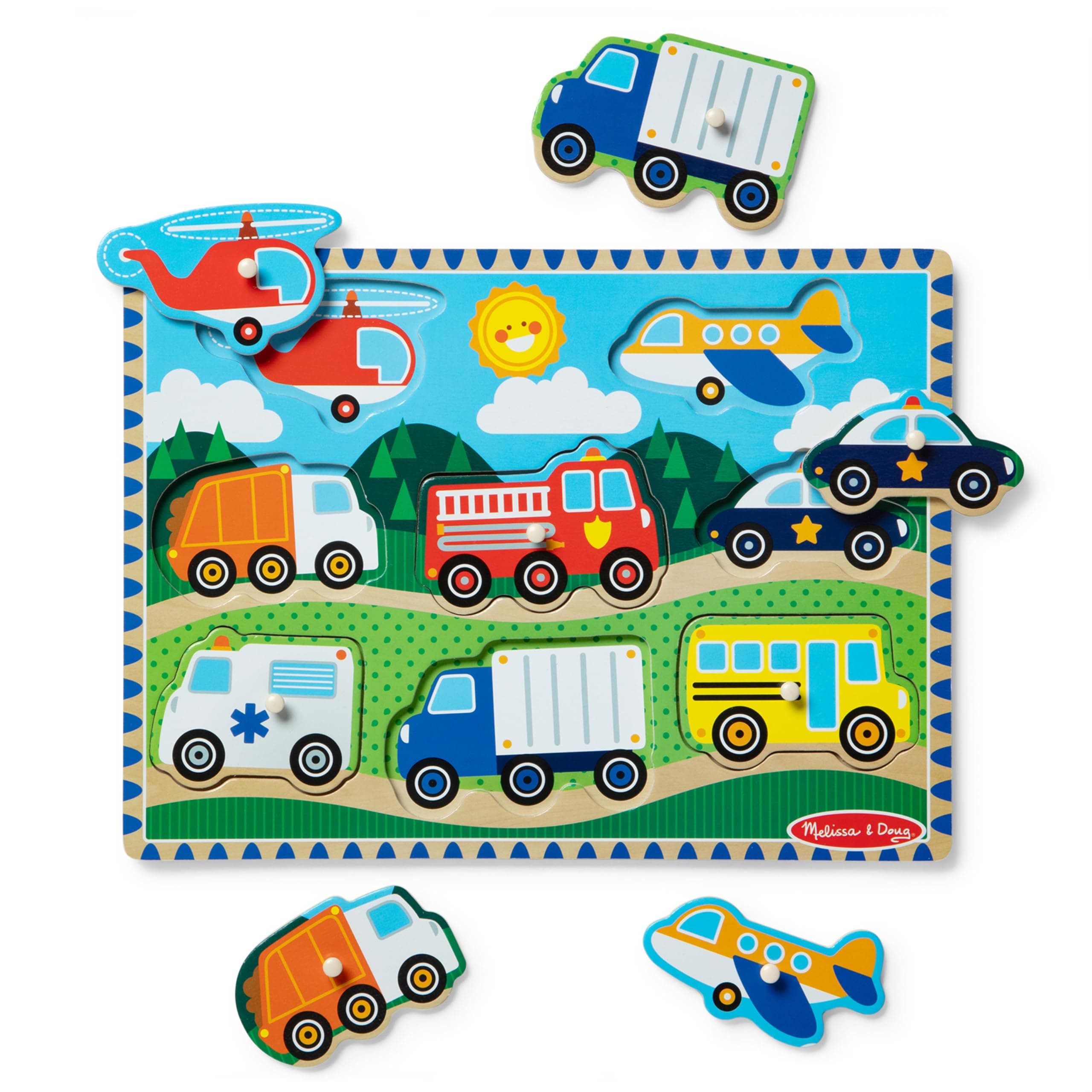 Vehicles Wooden Peg Puzzle (8 pcs)
