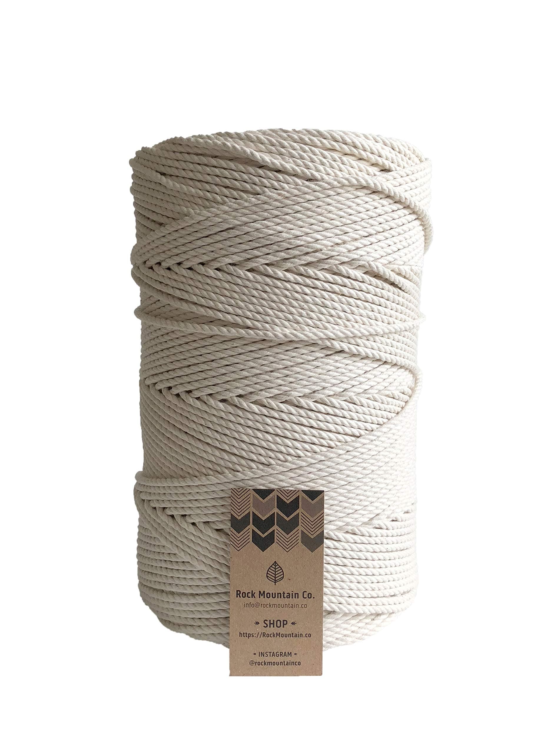 4mm Cotton Macrame Rope / 1/8" Bulk Decorative Cord / 3 ply 3 Strand / 1200' Large Spool