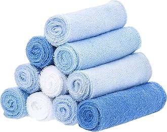 Spasilk Washcloth Wipes Set for Newborn Boys and Girls, Soft Terry Washcloth Set, Pack of 10, Blue