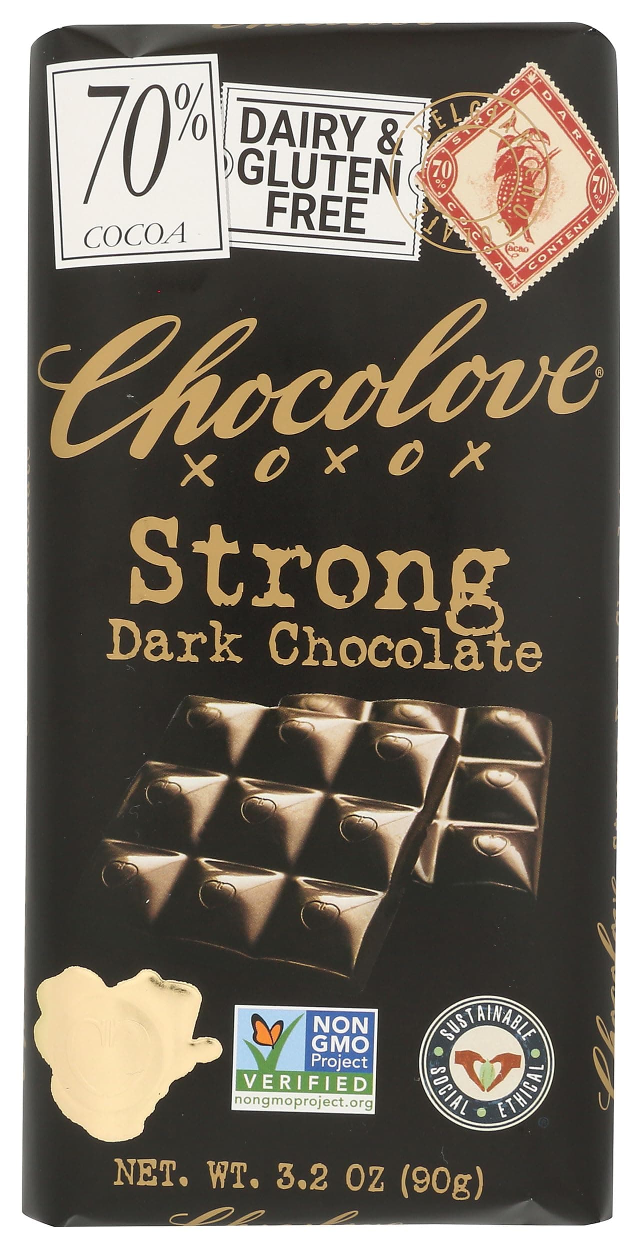 Strong Dark Chocolate Bar, 3.2 OZ