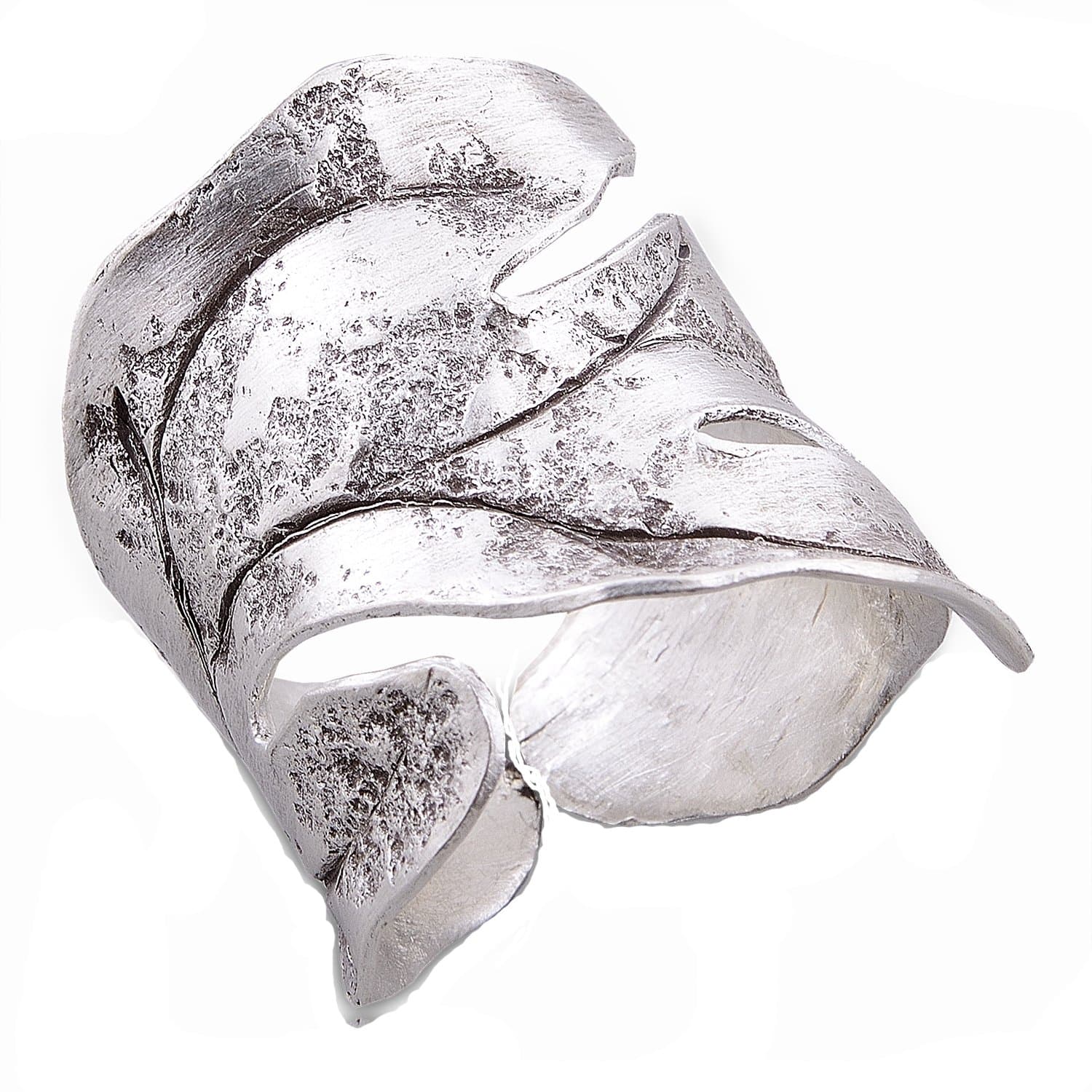 Leaf Ring Thai Karen Hill Tribe Pure Silver Handmade