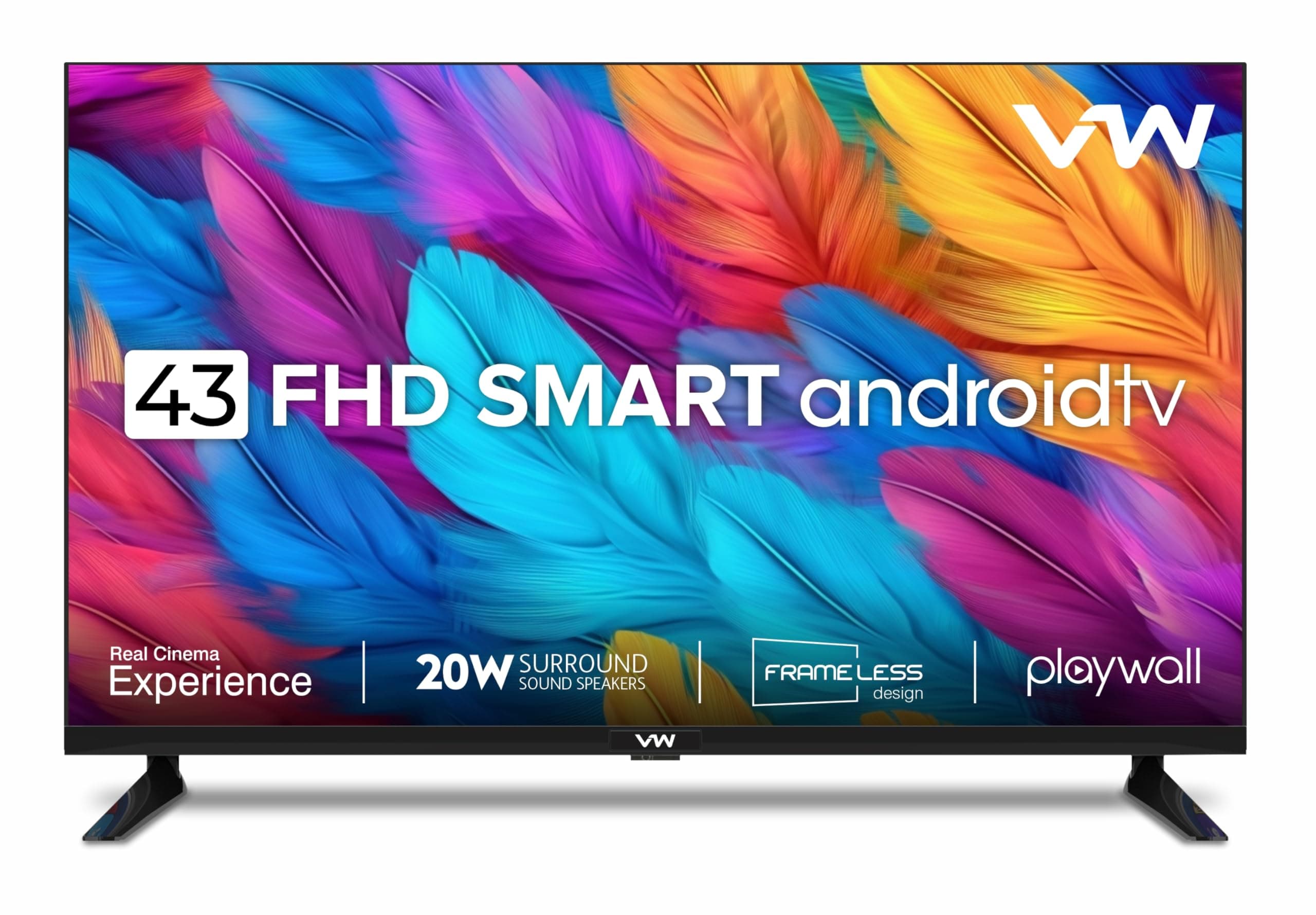 109 cm (43 inches) Playwall Frameless Series Full HD Android Smart LED TV VW43F2