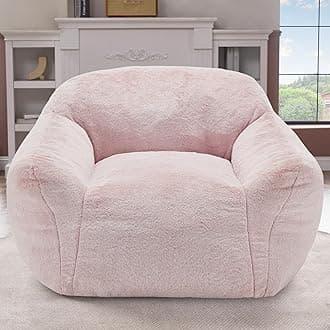 Homguava Bean Bag Chair Bean Bag Chairs for Adults Comfy Beanbag Giant Bean Bag Chair with Spacious Design Bean Bag Couch with Armrest Large Bean Bag Chair with Filler for Living Room Bedroom (Pink)