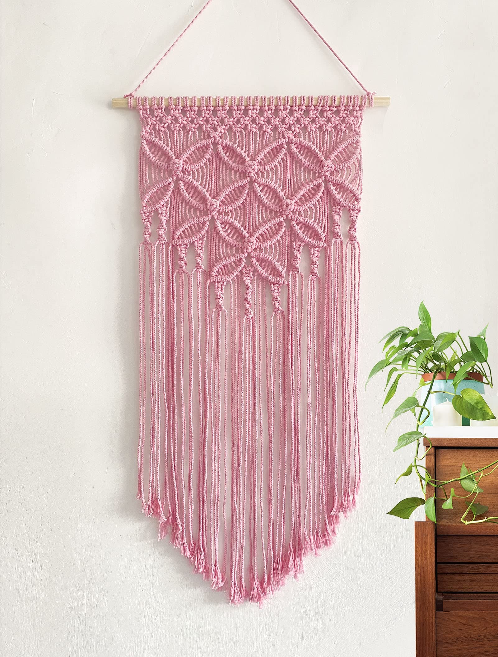 WinterdemoonHandmade Cotton Home Decor Macrame Wall Hanging (Pink)