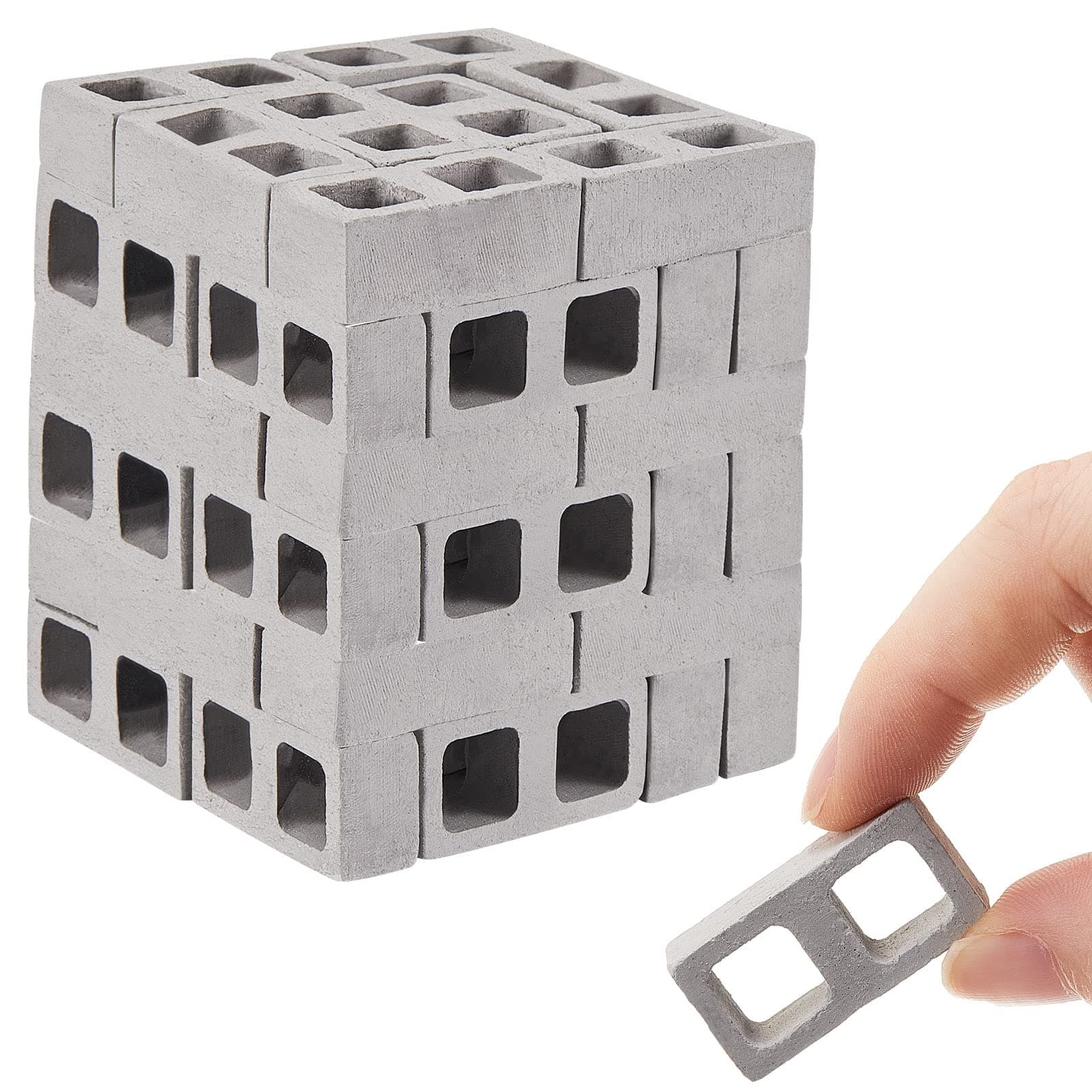 Civaner 50 Packs Miniature 1/12 Scale Mini Bricks Concrete Tiny Dollhouse Accessories for Garden Kitchen Landscaping Model Architect Buildings DIY Construction Office Desk Toys supplies