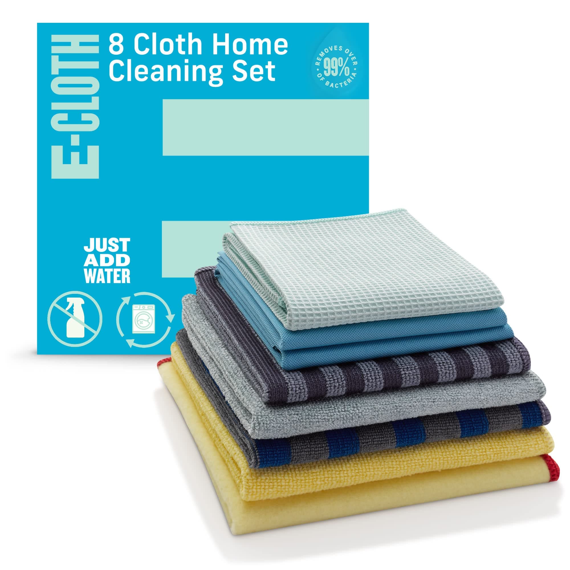 E-Cloth Microfiber Home Cleaning Set for Nontoxic Cleaning with Just Water, 8 Cloth Set