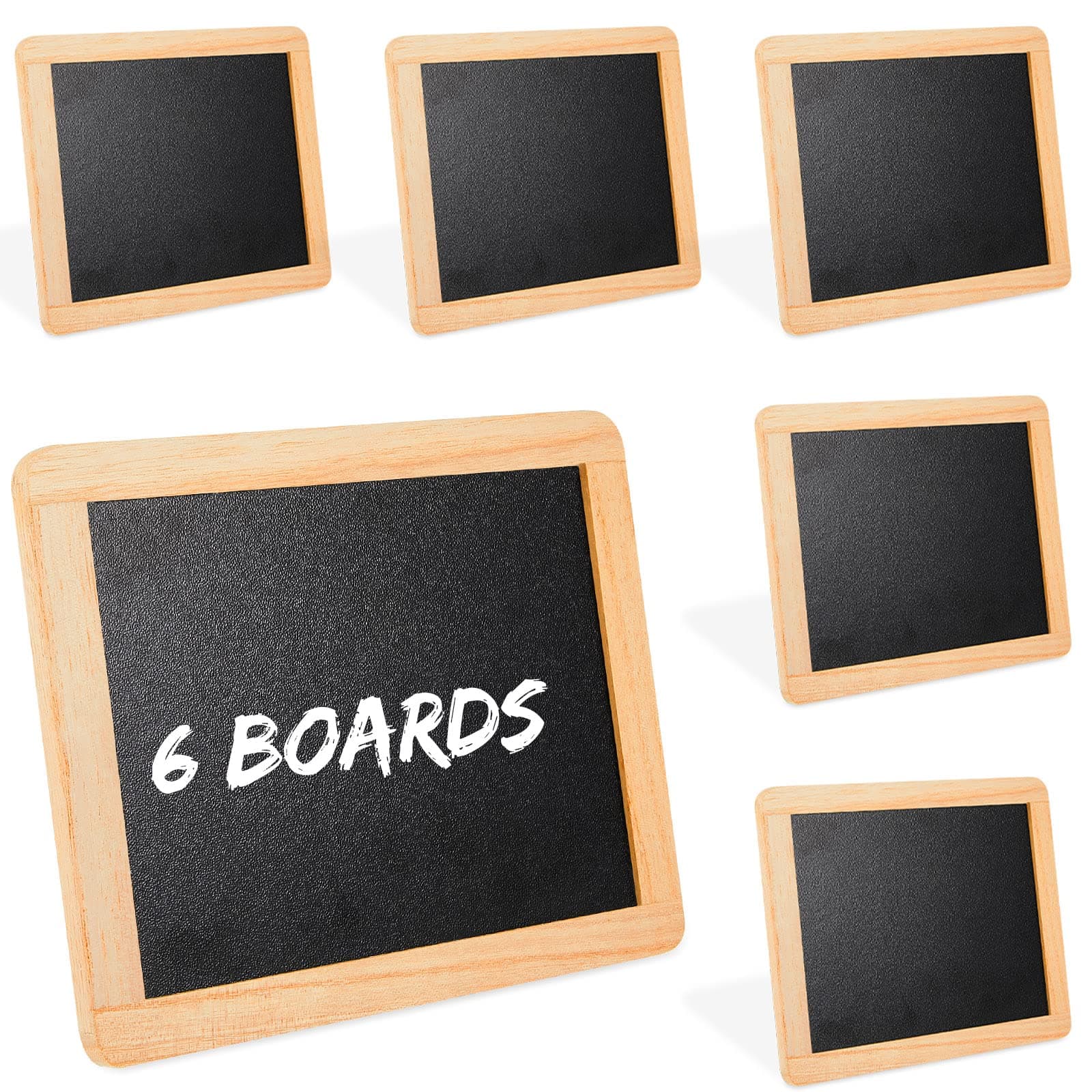 Chinco 6 Pcs Small Slate Chalkboard Mini Chalk Board with Frames 5.2x4 in Mini Board Signs School Supplies for Classroom Home Office (Wood)