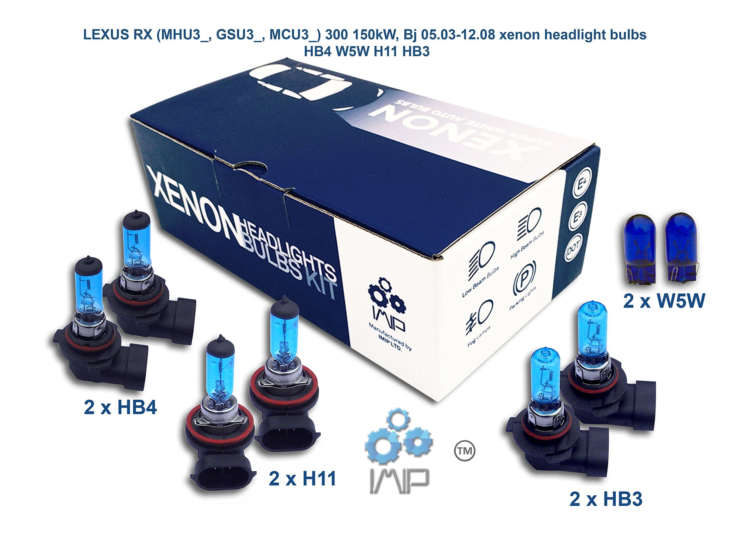 Genius Autoparts Bright Xenon Headlight Bulbs | Easy DIY Headlight Replacement Bulbs Kit, Pairs H11 HB4 HB3 | High and Low Beam Headlights | Fog Lights Plus Free Side Light Bulbs W5W,(Pack of 3+1)