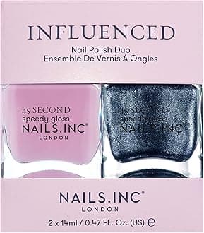 Nails Inc 45 Second Speedy Gloss Influenced Nail Polish Duo, Glossy, No Chip, Long Lasting, Quick Dry, Air Dry, Professional Manicures & Pedicures, Fingernails & Toenails, 2 Piece Set