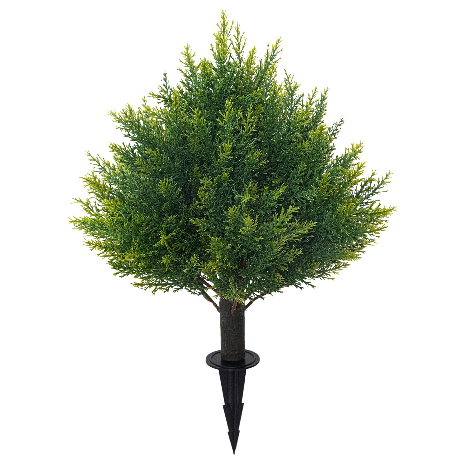 Artificial Cedar Topiary Ball Tree with Ground Spike, 16'' Fake Cedar Plant UV Resistant Artificial Shrubs, Faux Cypress Plant Fake Bushes for Front Porch Garden Indoor Outdoor