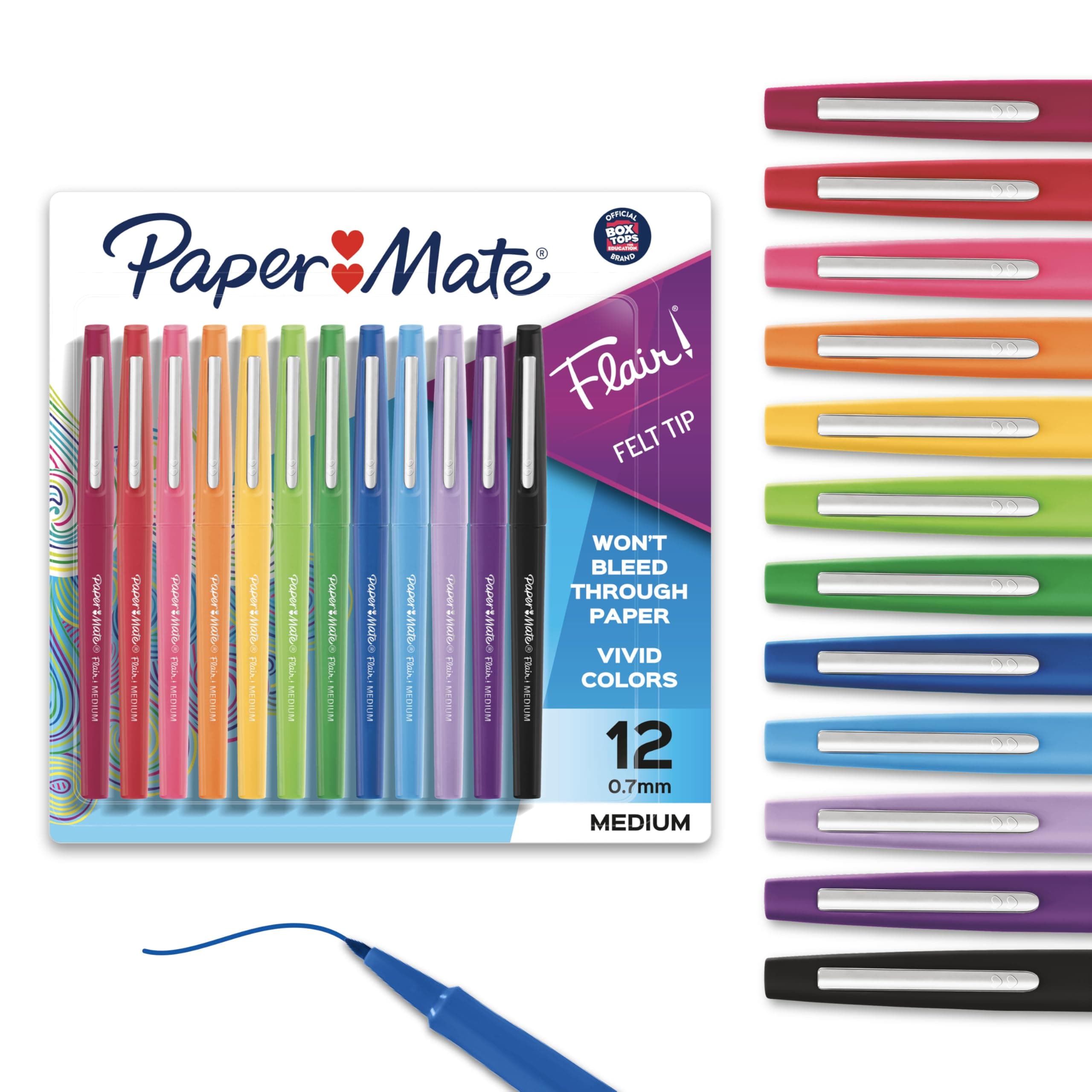 Paper Mate Flair Felt Tip Pens | Medium Point 0.7 Millimeter Marker Pens | School Supplies For Teachers & Students | Assorted Fashion Colors, 12 Count