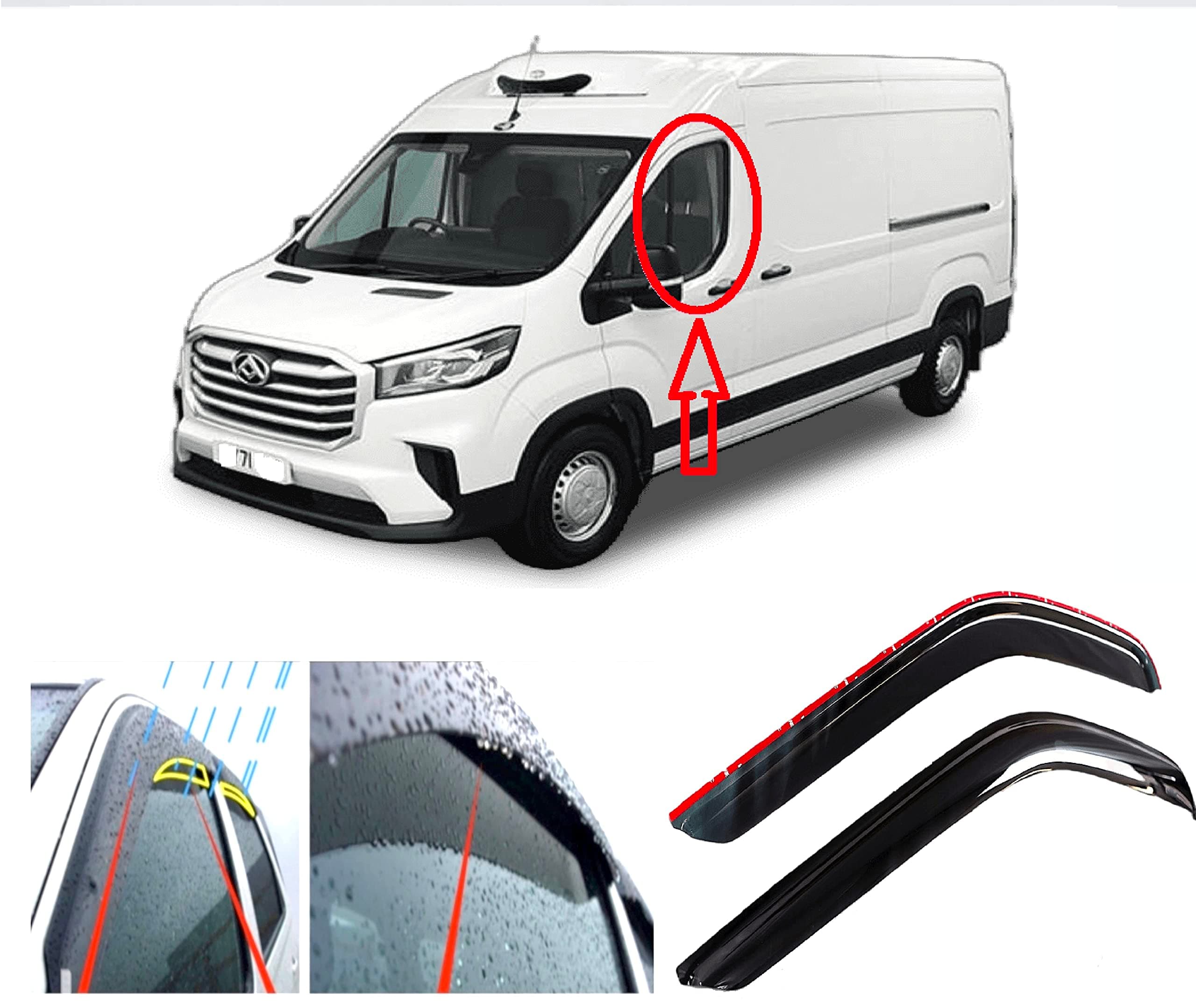 AC WOW 2x Wind Deflectors for SAIC for LDV for MAXUS Deliver 9 eDeliver 9 V90 2019 2020 2021 2022 2023 2024