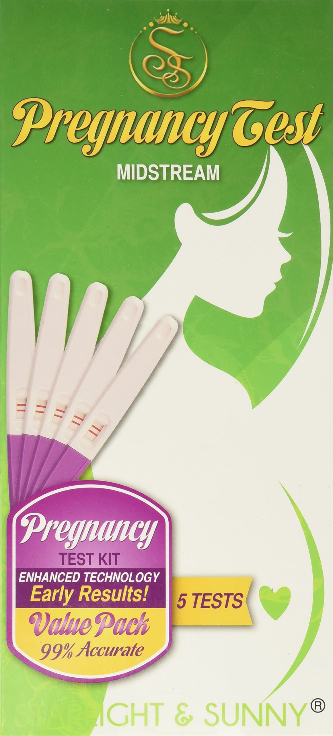 Pregnancy Test Kit, Bonus 5 Pack with Fast Results to Test Pregnancy. OBGYN’s Favourite Due to high Accuracy and Ability to Track with a Pregnancy Calendar and Ovulation Calculator.