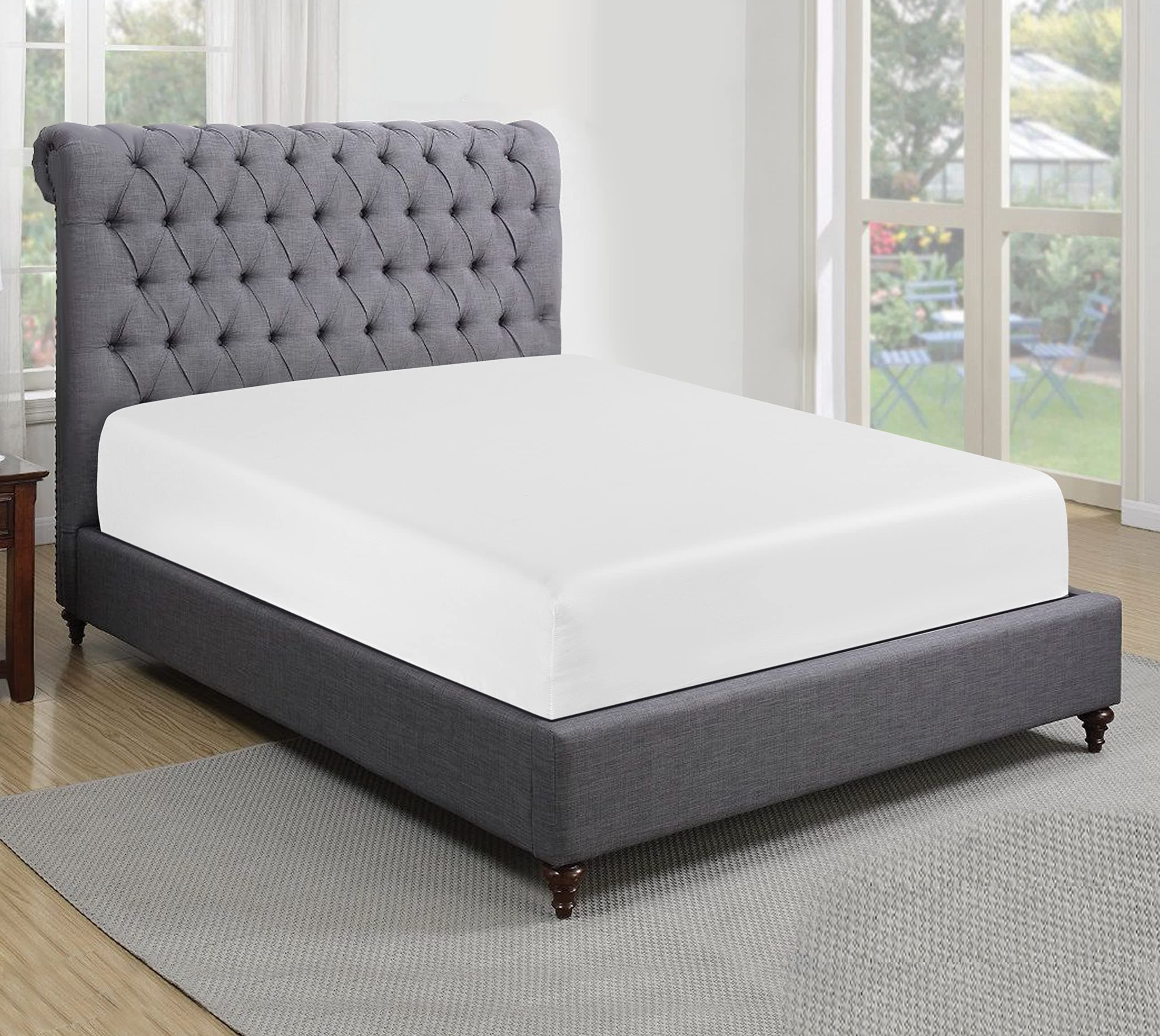 Sapphire collection 200 Thread Count 100% Egyptian Cotton Fitted Sheet (Super King, White)