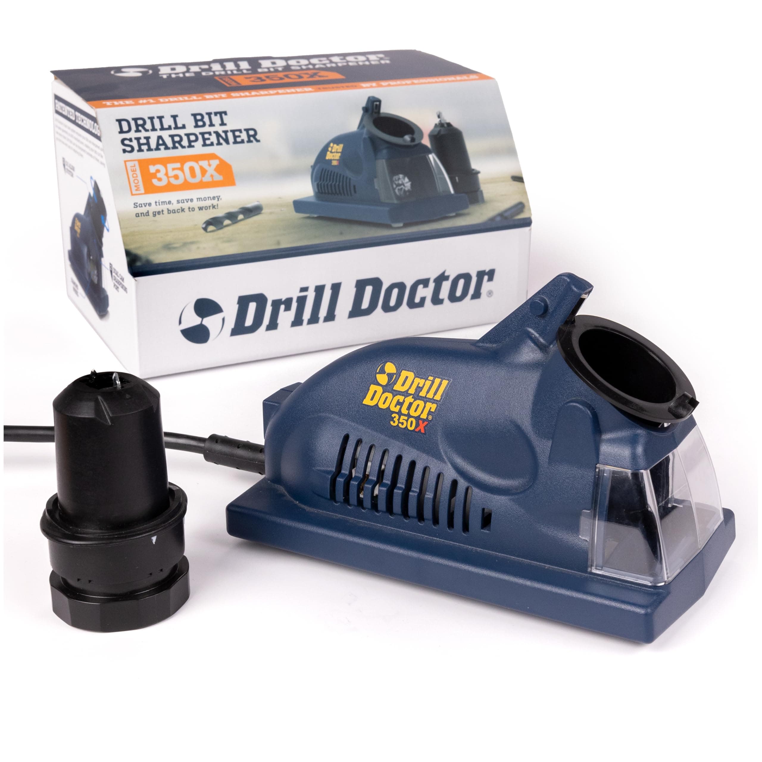 Drill Doctor DD350X Drill Bit Sharpener - 3/32" to 1/2" - Electric Sharpener - High Speed & Portable - for Steel, Masonry, Carbide & Tin-Coated Bits