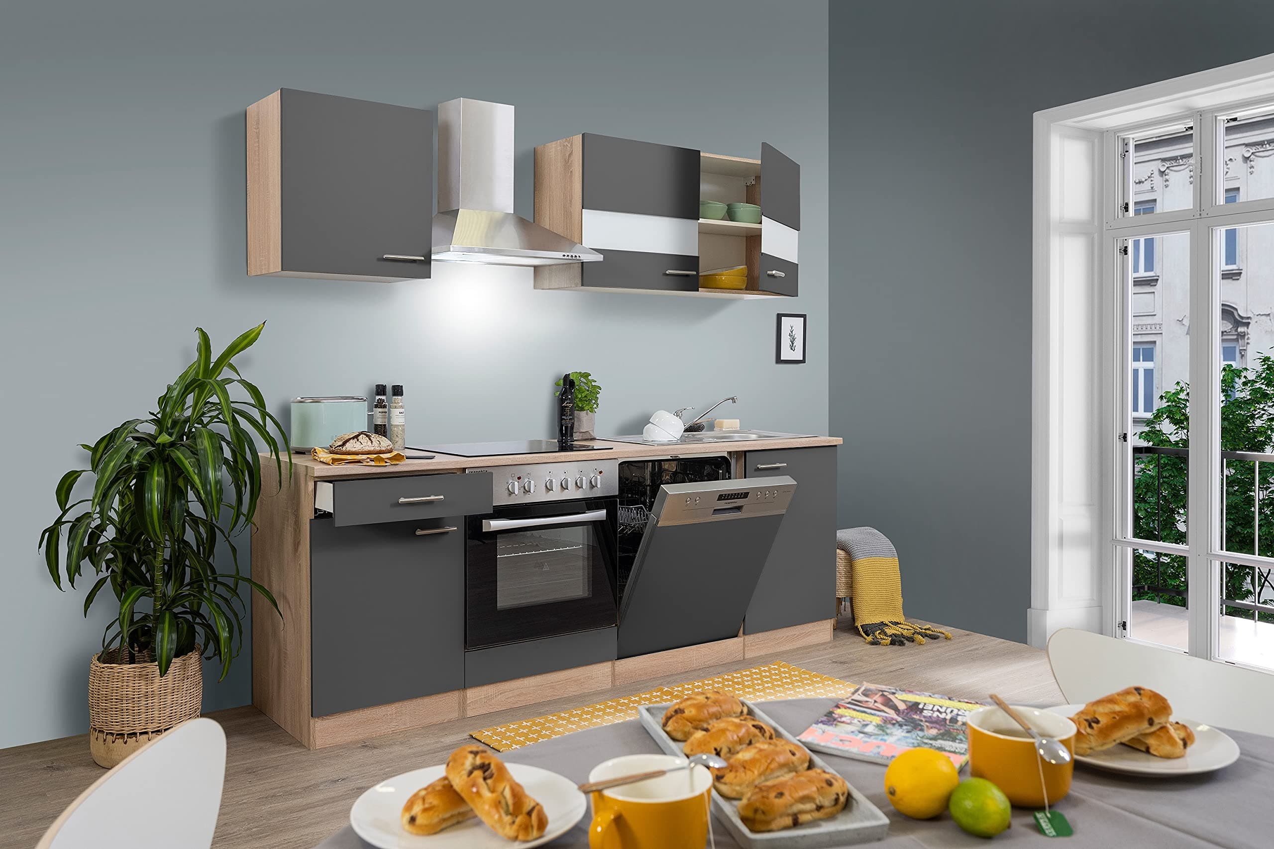 respekta Kitchen Unit, Engineered Wood, Gray, 220 cm