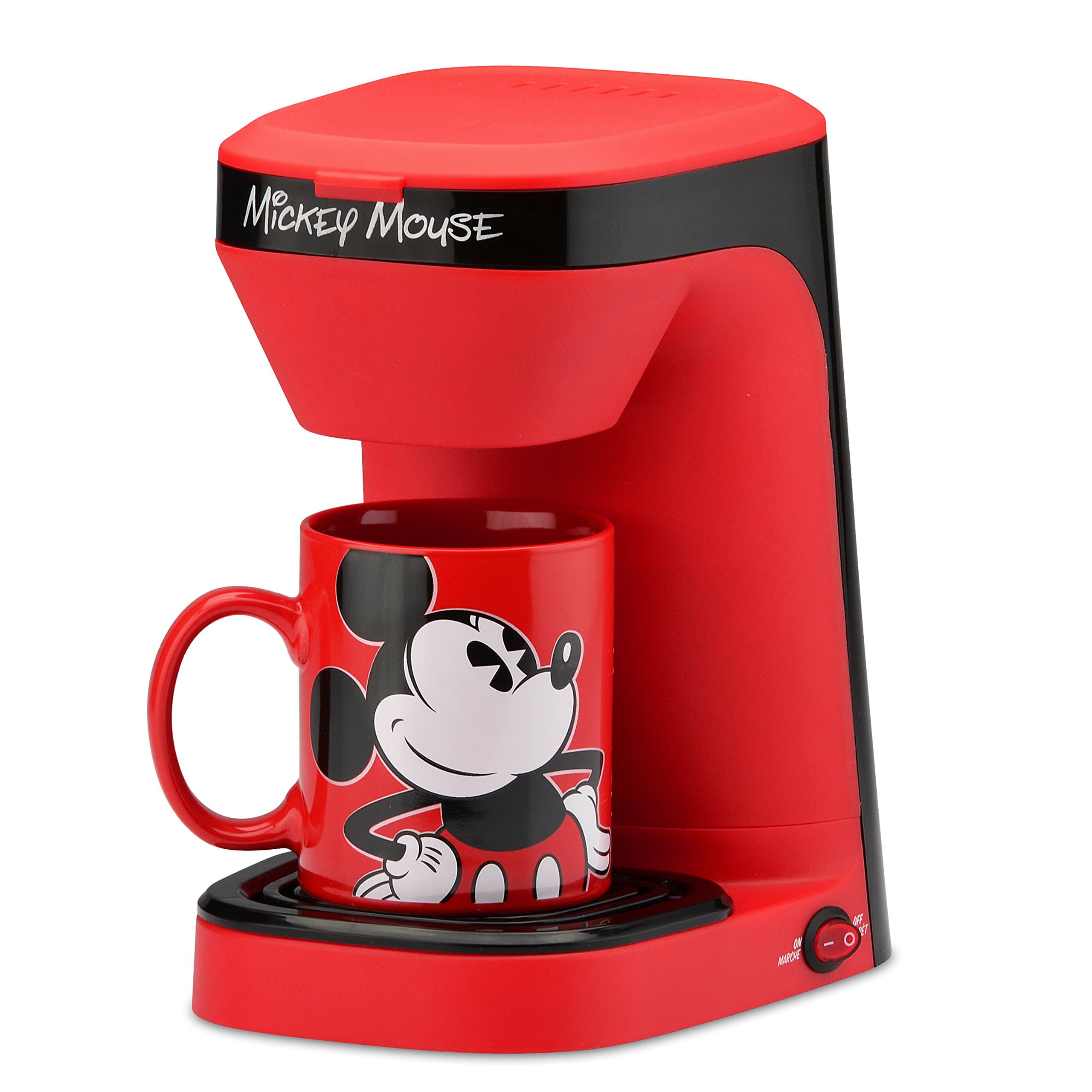 Select Brands Dcm-123CN Mickey Mouse Single Serve Coffee Maker, Red/Black