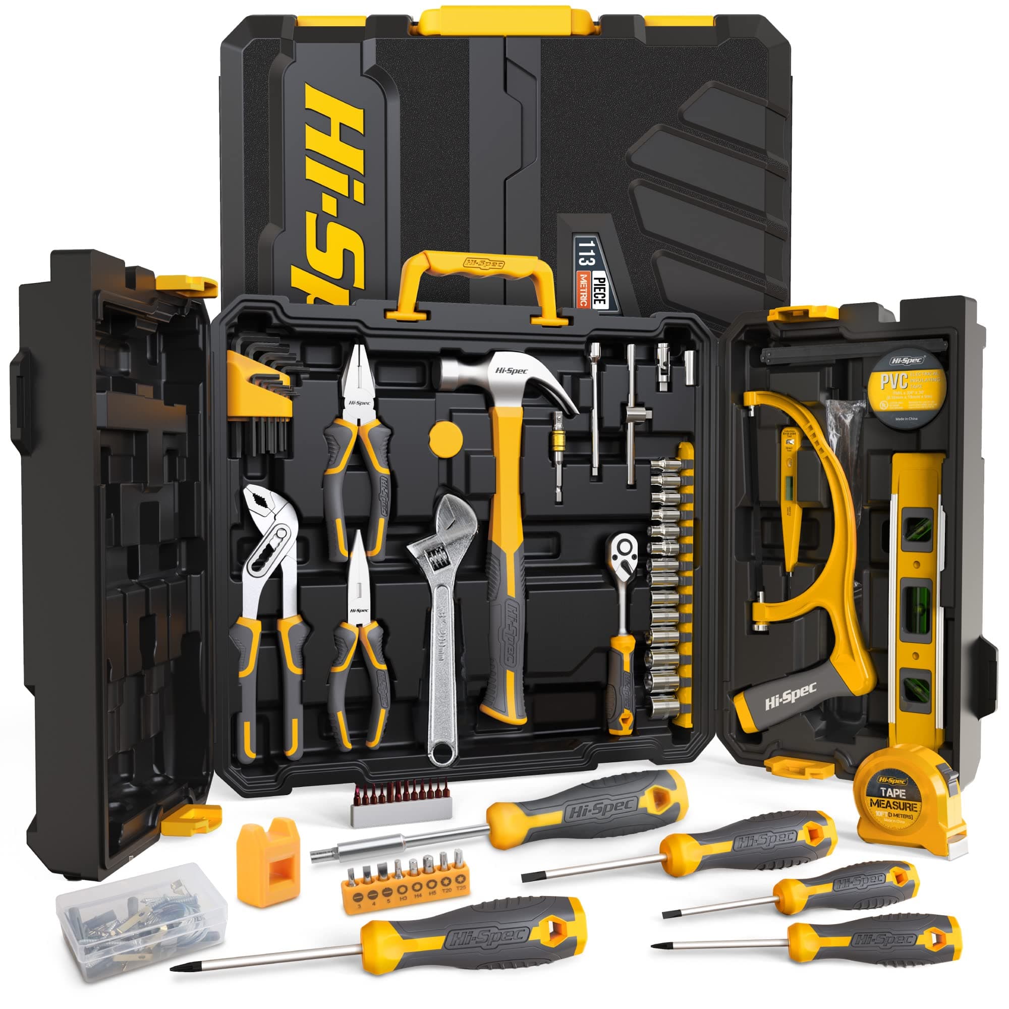 113-Piece Hand Tool Set – Complete Tool Kit for Home & Professional Use, Includes Toolbox & Essential Tools