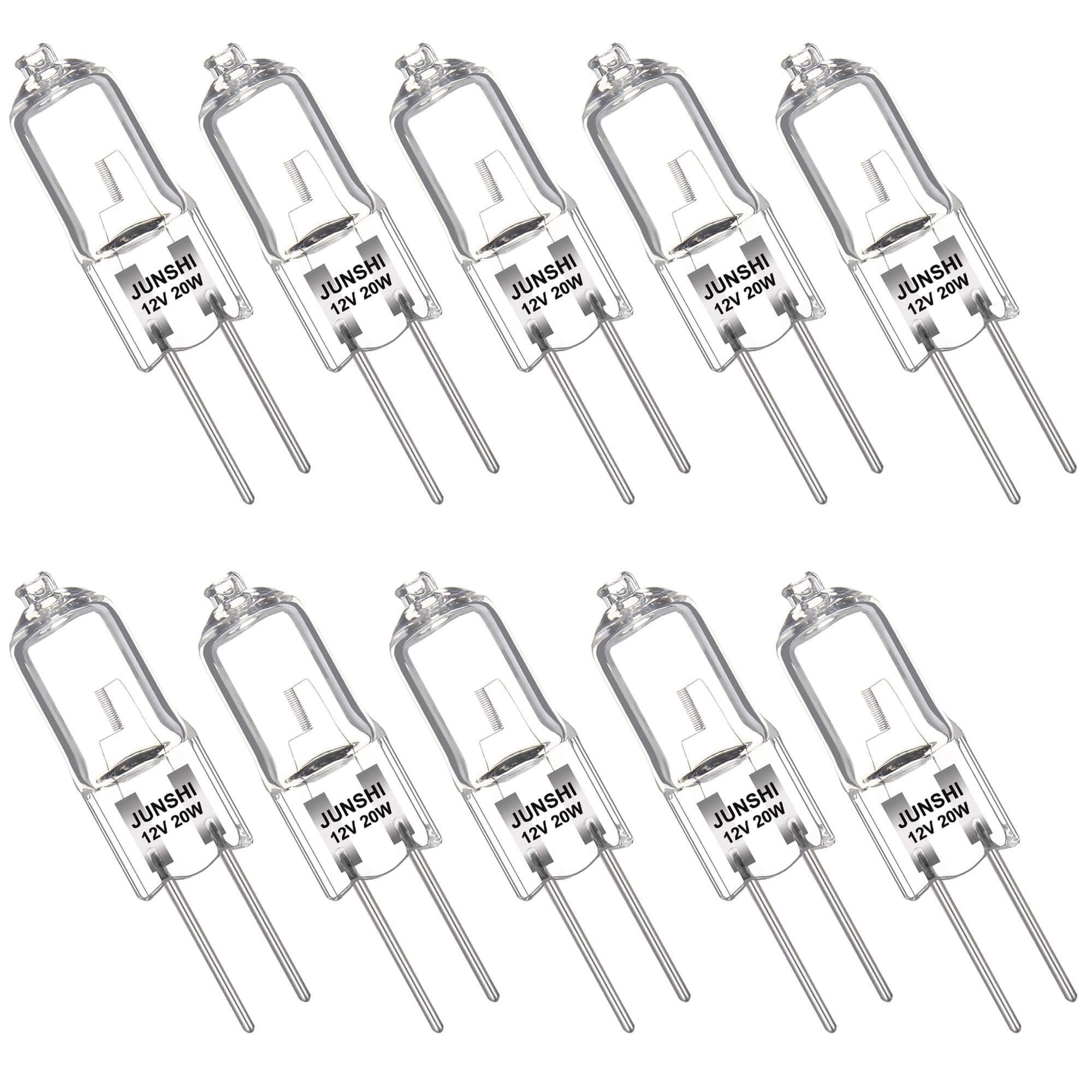 JUNSHI G4 12V 20W,2800K Warm White,Dimmable Halogen Light Bulbs Clear Capsule,Pack of 10 [Energy Class G]