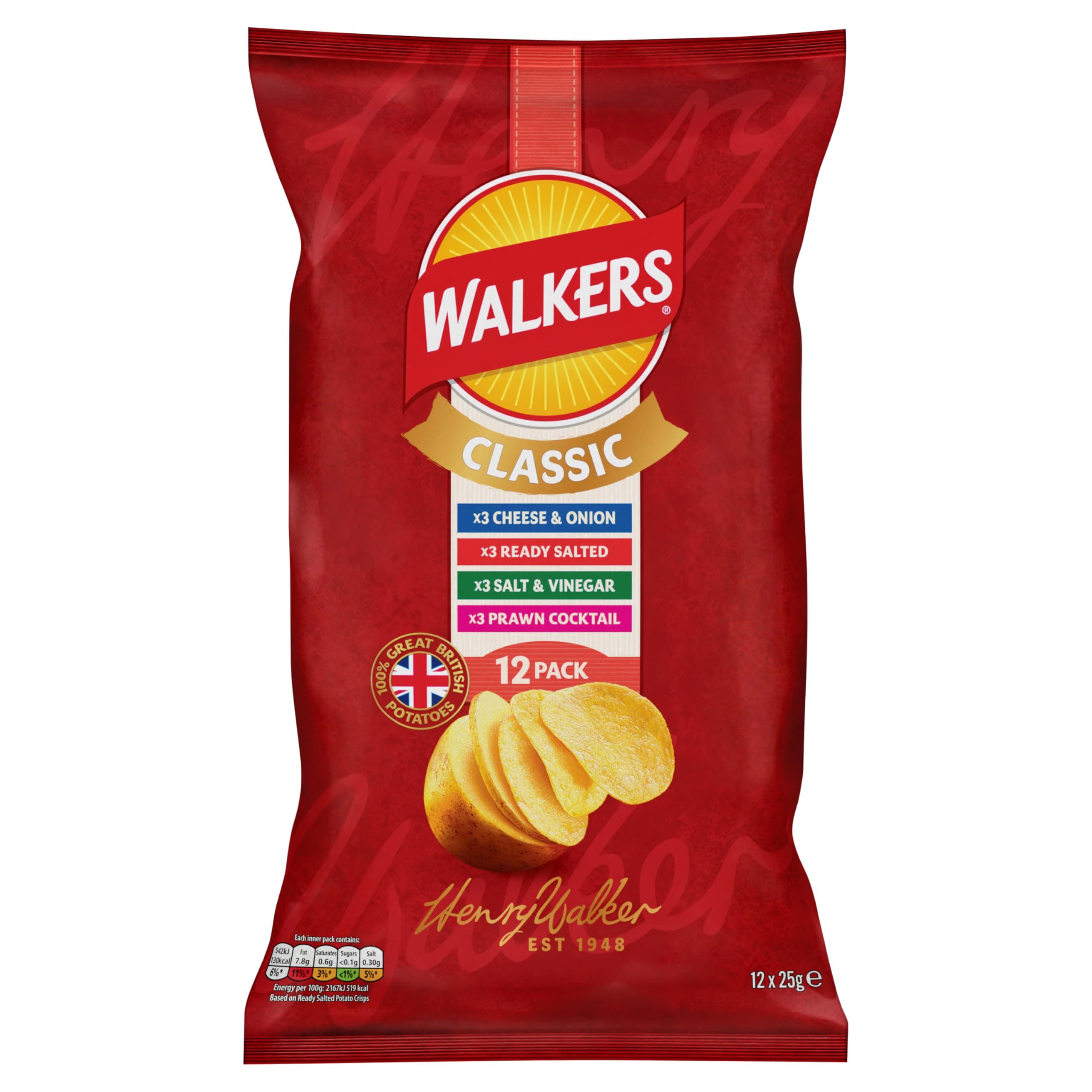 Walkers Classic Pack Crisps 12 x 25g