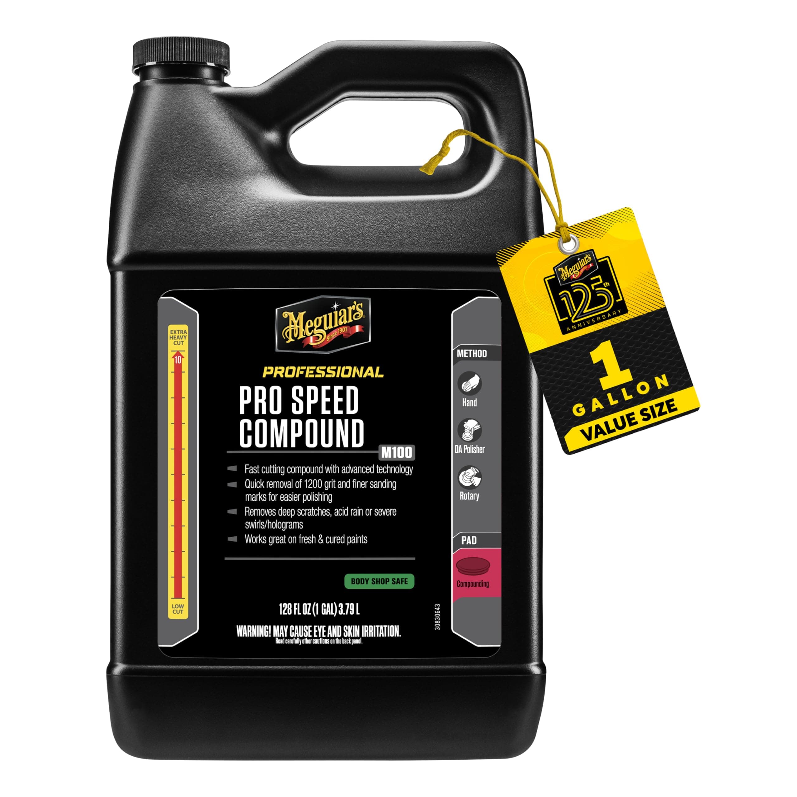 Meguiar's M11032 Mirror Glaze Ultra Pro Speed Compound, Rubbing Compound for Cars Removes Up to 1,200 Grit Sanding Marks and Leaves a Swirl-Free, High-Gloss Finish, 1 Gallon