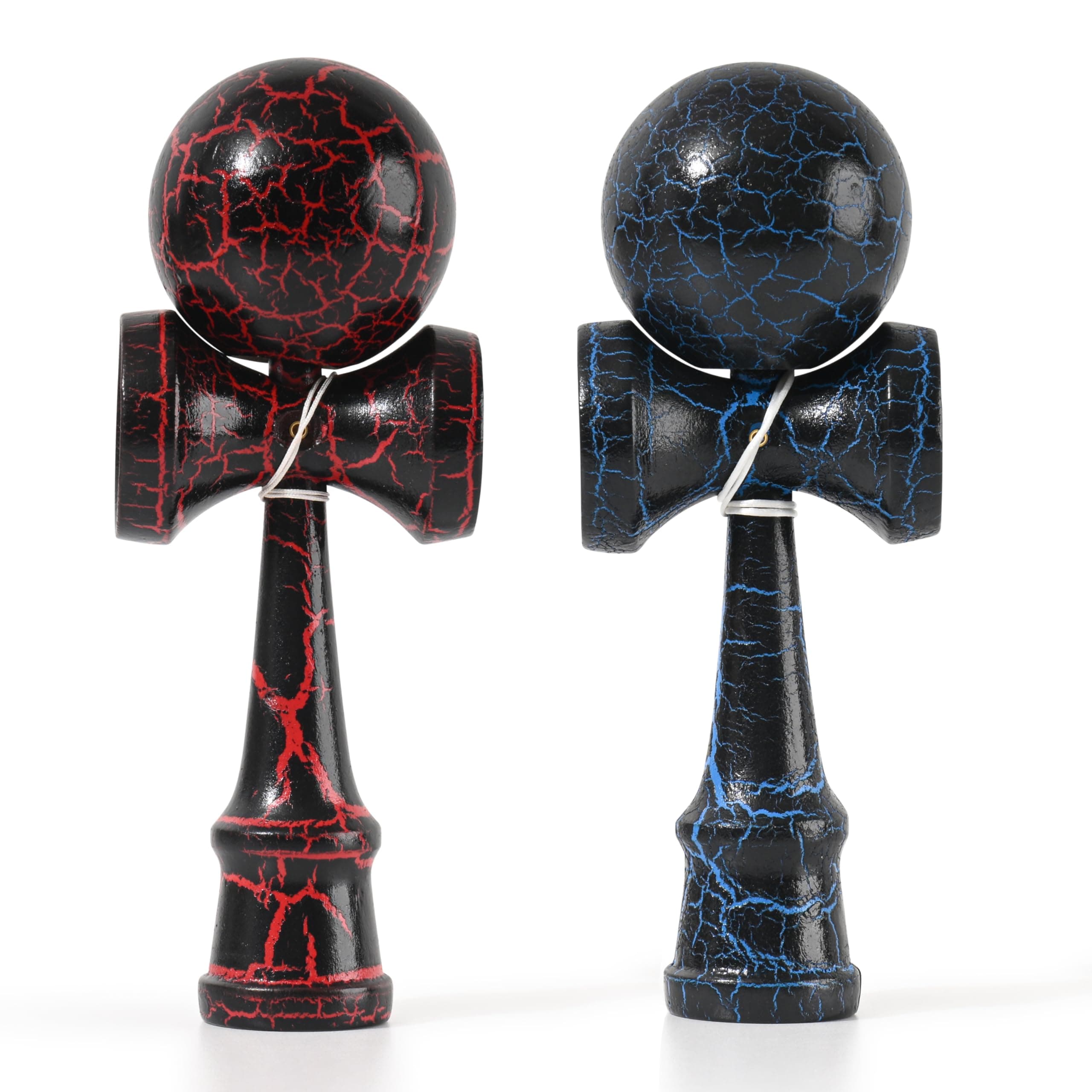 | 2 Pack | Competition Pro Kendama Full Size | Solid Wood Ball and Cup Coordination Toy | Red/Black Blue/Black Bundle