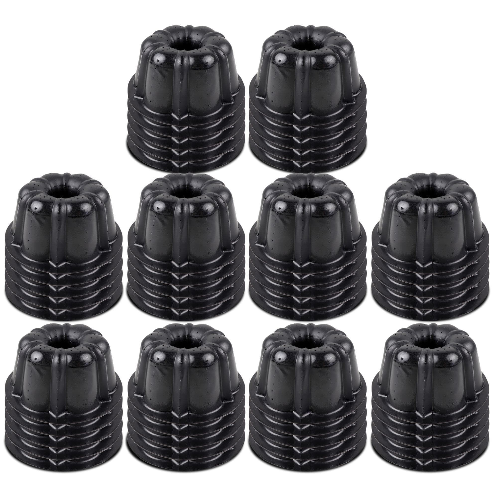 O'Creme Bakeable Plastic Mini Flan Molds Pan - Baking Pan With Non-Stick Silicone - Reusable Non-Stick baking Mini Flan Molds, Durable, Lightweight, Easy Storage for Baking and Much More - 50 QTY Pk