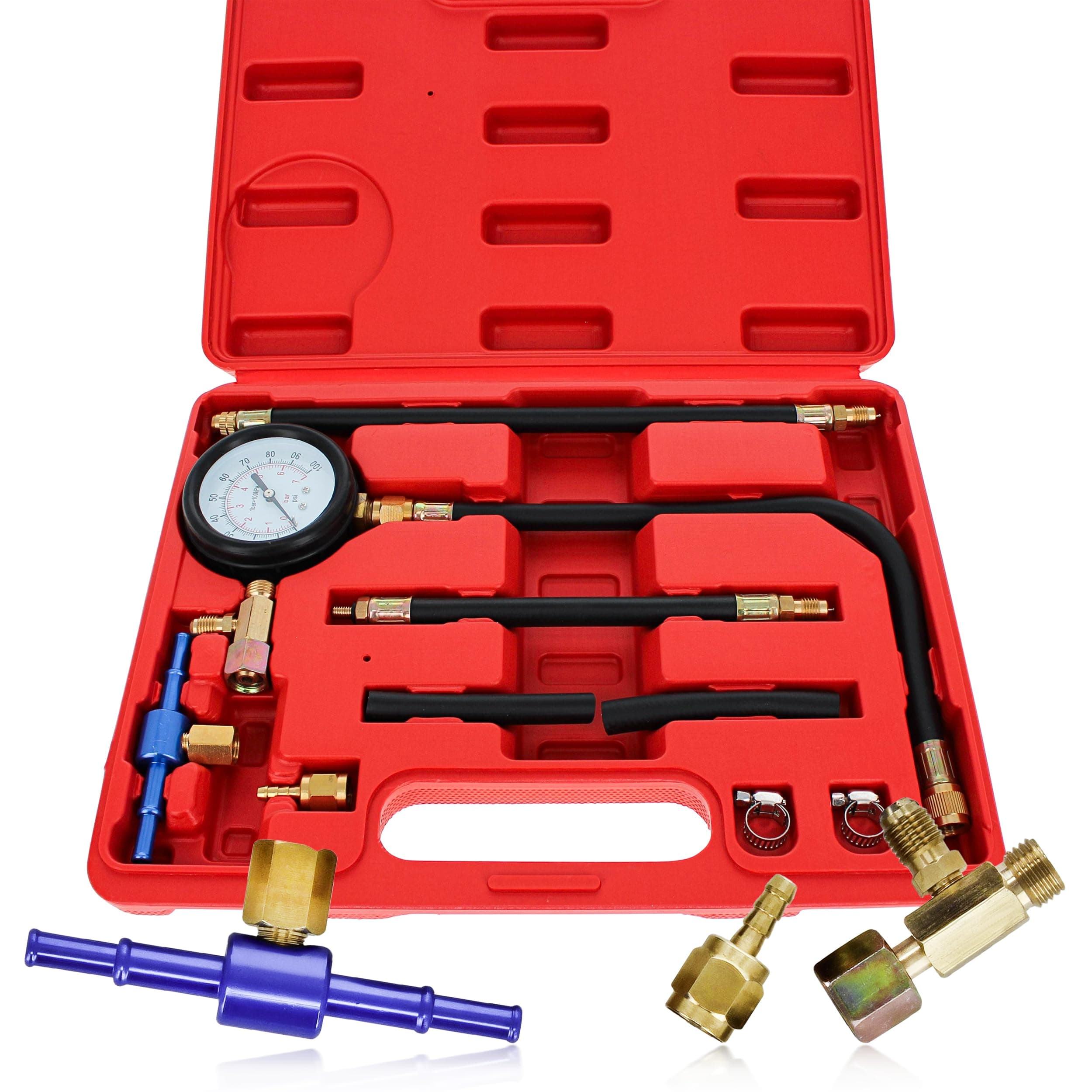 Abn Fuel Injection Pressure Test Kit – Comprehensive Universal Set with IMPROVED Flex Hoses, Fittings, and Instructions