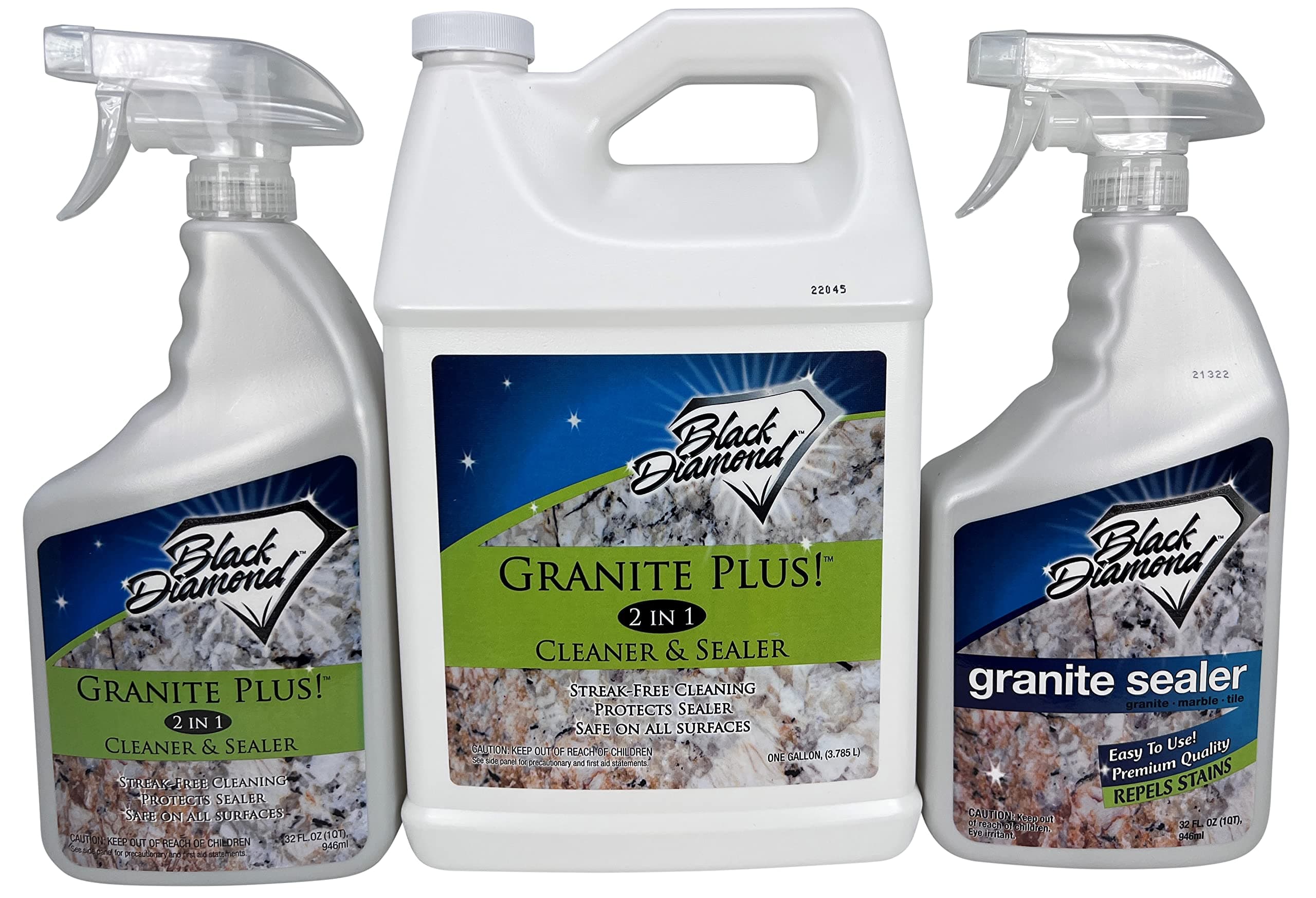 Black Diamond Stoneworks GRANITE PLUS! 2 in 1 Cleaner & Sealer for Granite, Marble (1-G,1-QT) Granite Sealer: Seals and Protects, Granite, Marble. 1-QT
