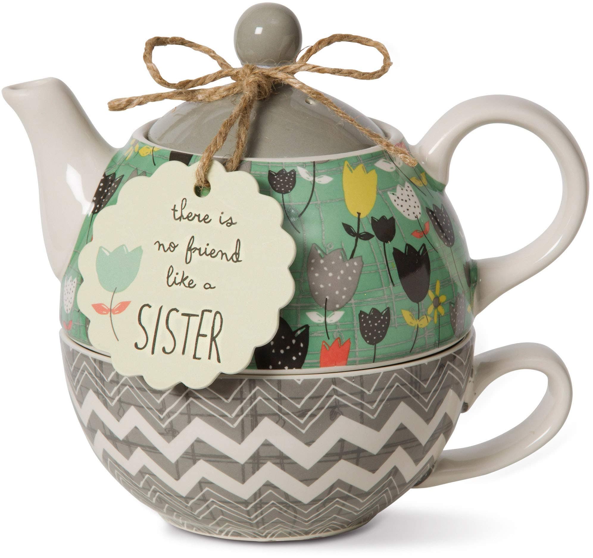 Bloom Sister Ceramic Tea for One, 15 oz, Multicolor