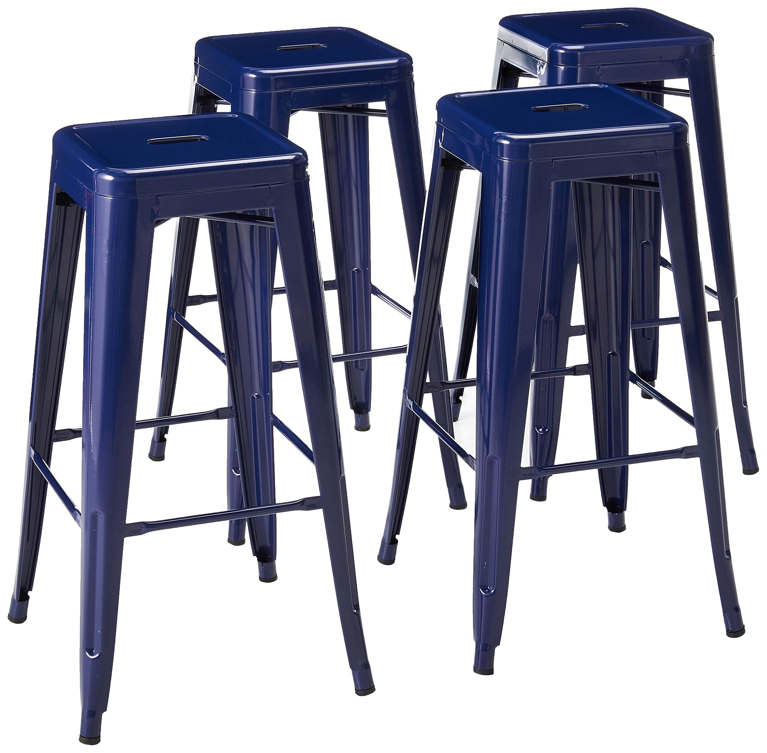 Buffalo Tools Metal Bar Stool Set, 30-Inch, Blue, Set of 4