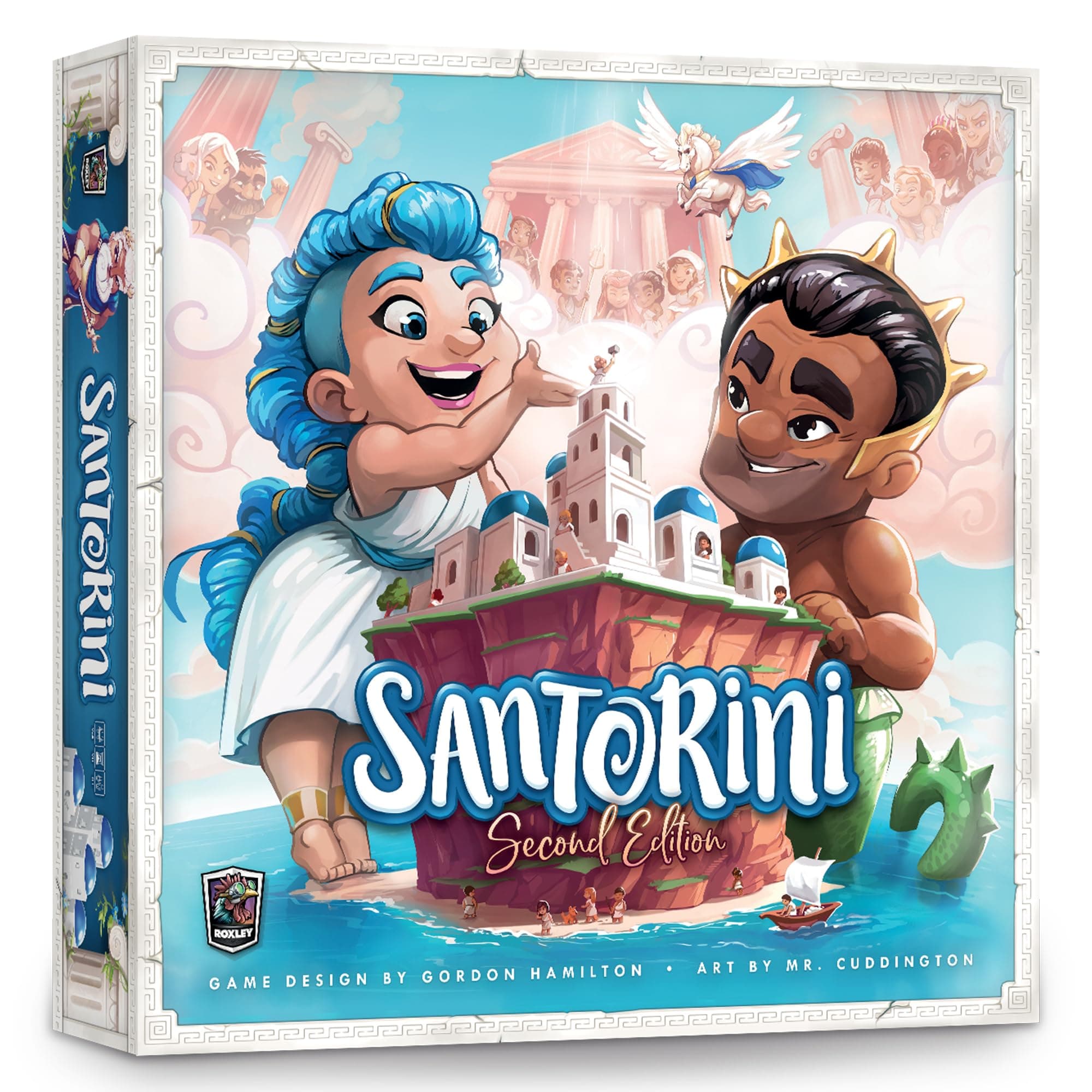 Santorini: Second Edition Board Game – 2–4 Player Greek Strategy Game with 3D Towers & God Powers