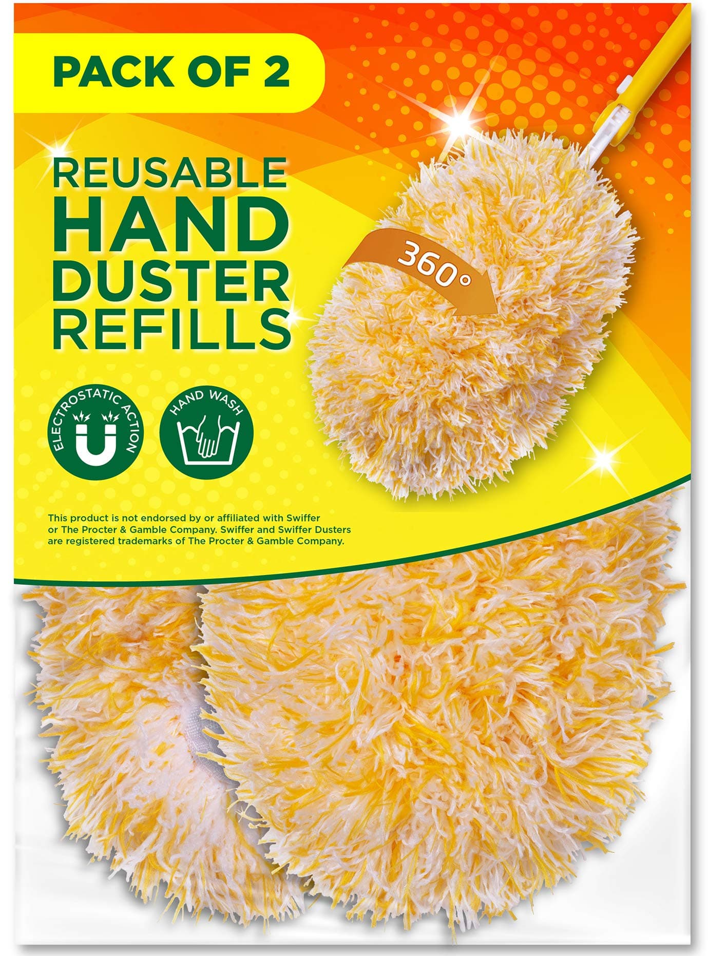 Millifiber Microfiber Reusable Refills for Swiffer Hand Duster, 360 Degree Dry Duster Heavy Duty Refills, 2-Pack (Handle is Not Included) Air Dry Only
