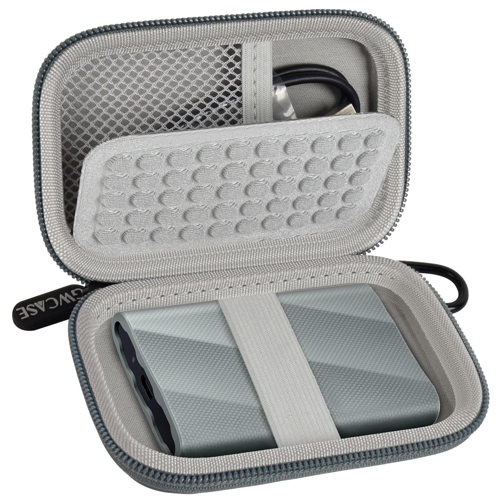 Case Compatible with Samsung T9/ T7/ T7 Shield Portable SSD 1TB 2TB 4TB External Hard Drive, Storage Travel Carrying Holder Organizer for Solid State Drives & USB Cable (Box Only)-Grey