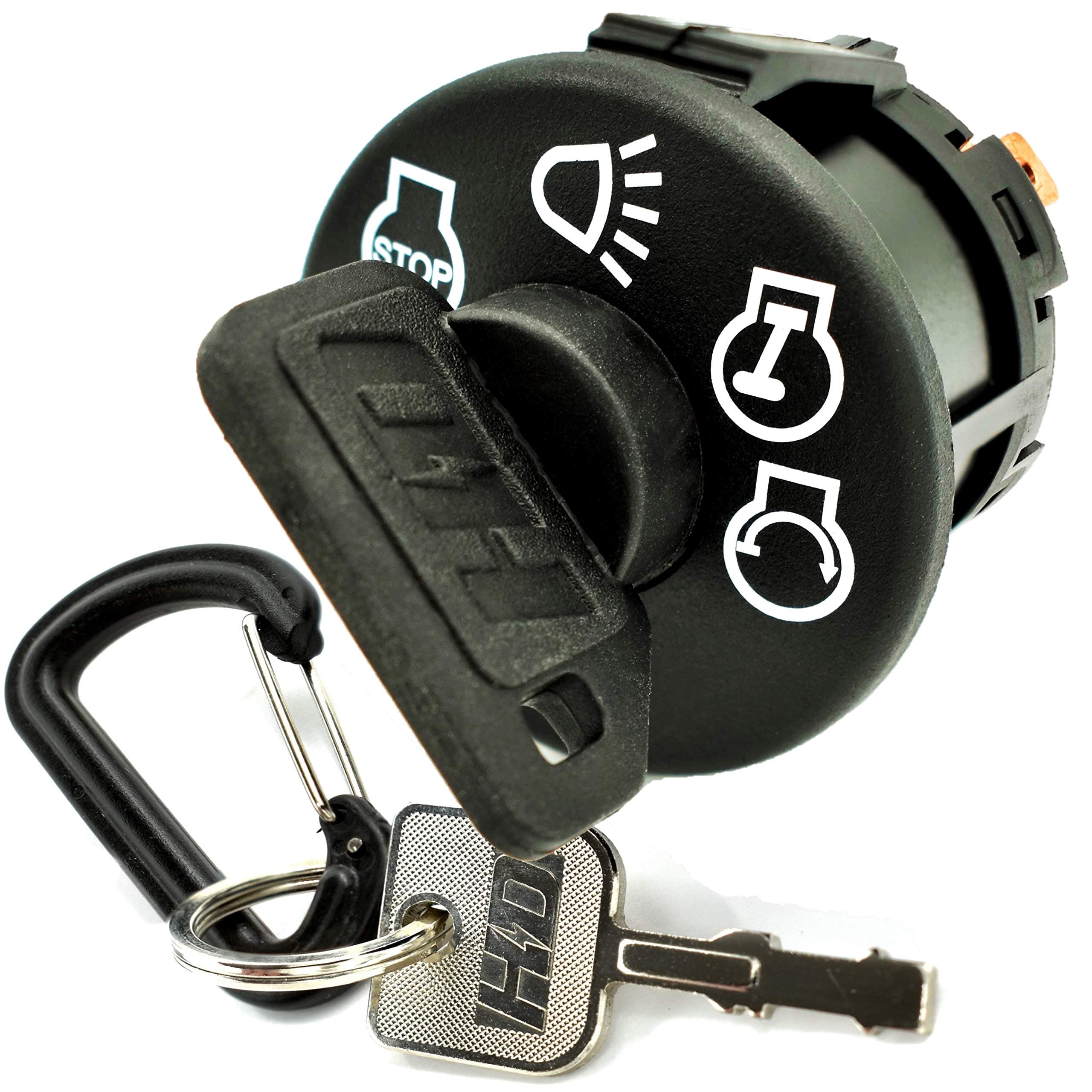 HD SwitchStarter Ignition Switch Replaces John Deere D100 D105 D110 D120 D125 D130 D140 D150 D155 D160 D170 Includes 1 Umbrella & 1 Steel Key & Free Carabiner